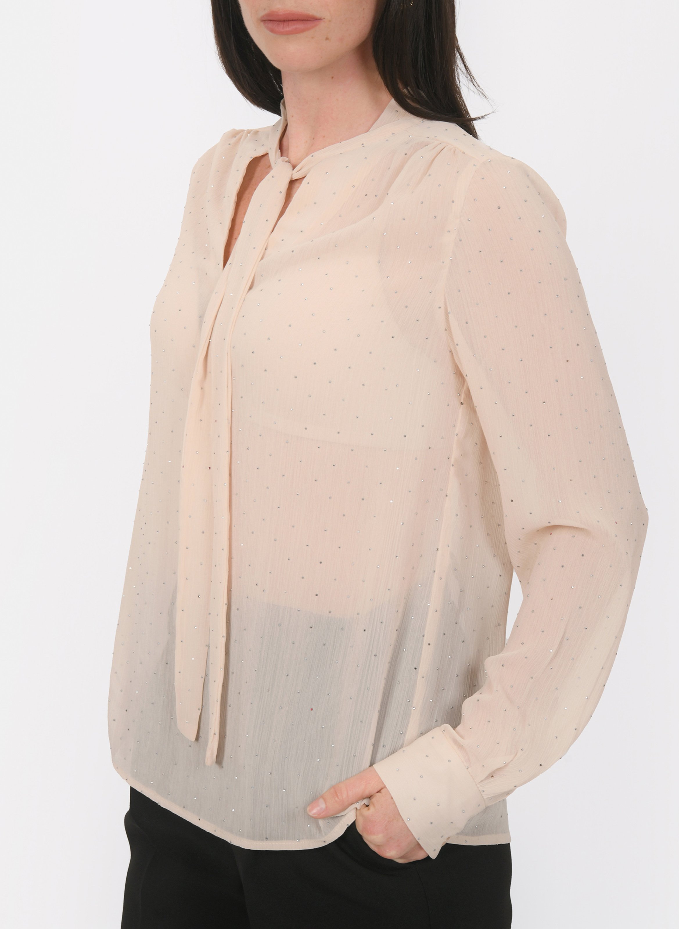 Recht hemd met strass KOOKAI Beige