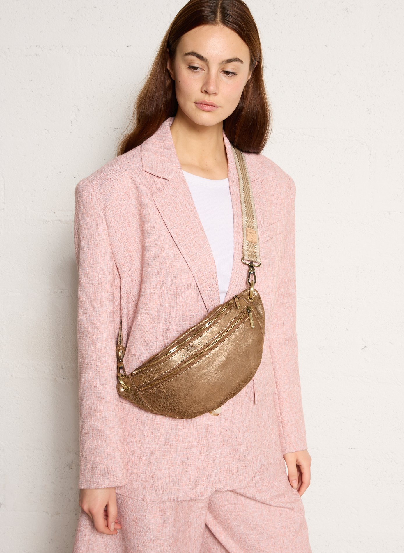 Sac banane en cuir MILA LOUISE Marron