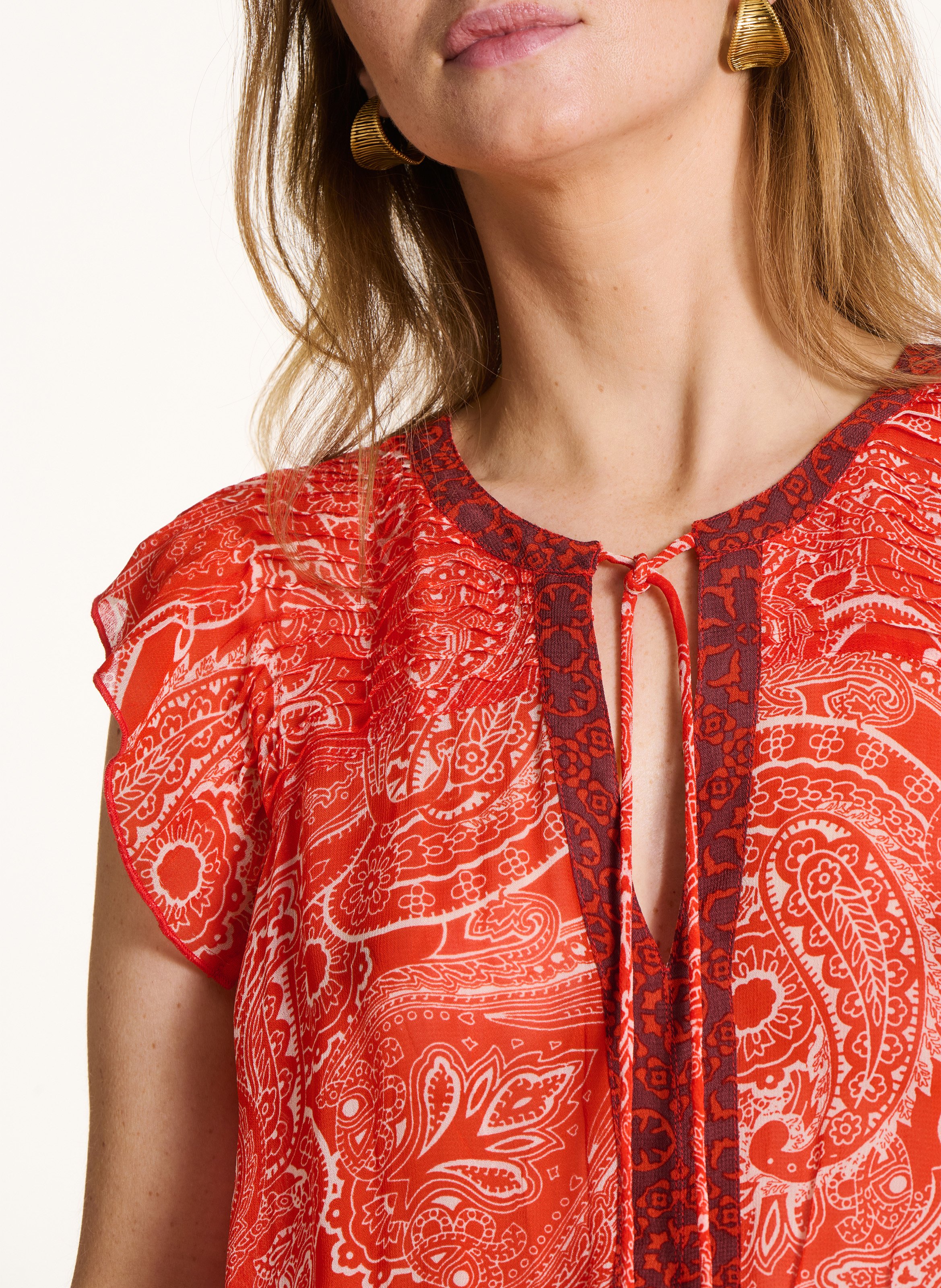 Korte jurk met V-hals LA FEE MARABOUTEE Orange