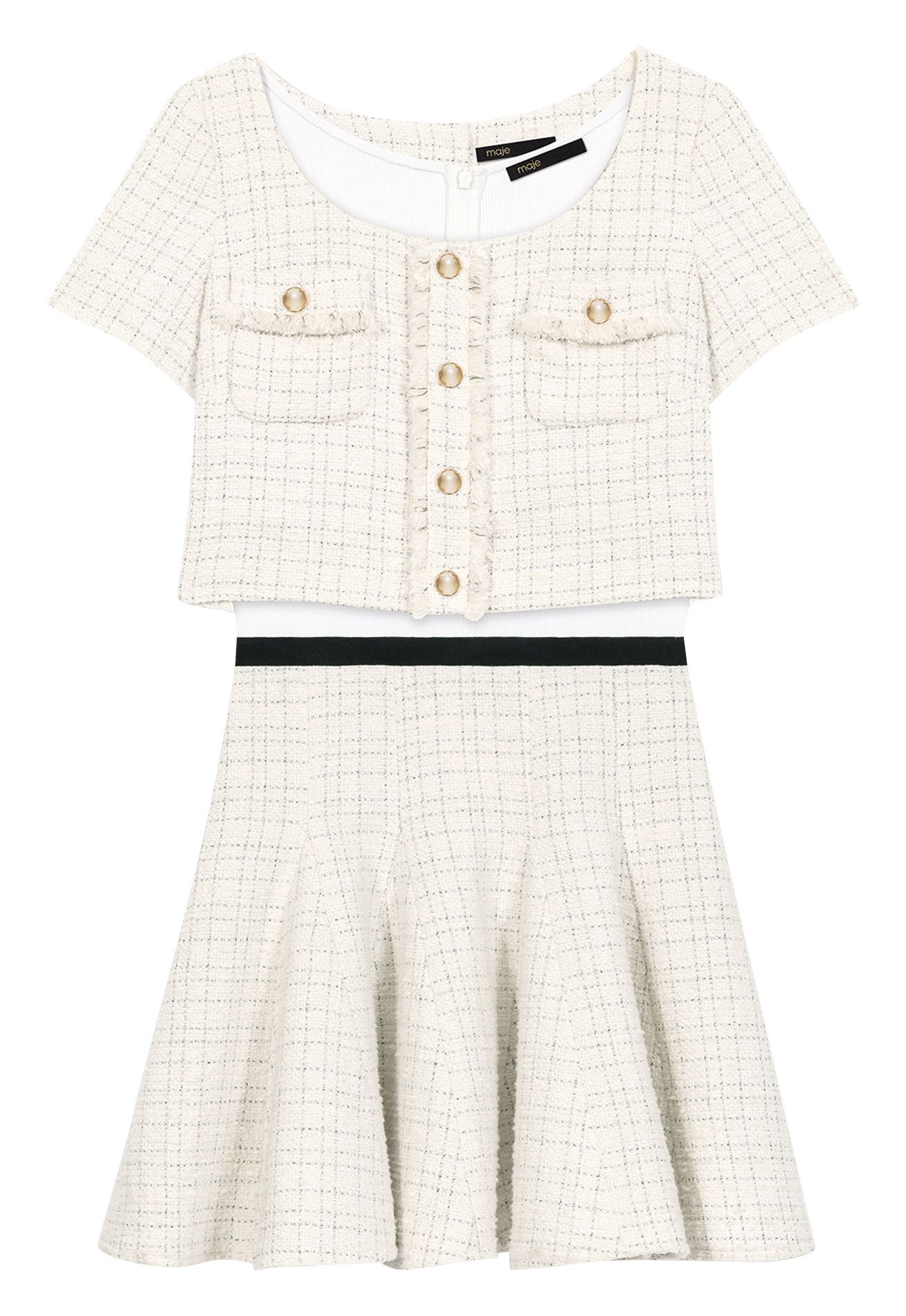 Robe 2-en-1 en tweed  MAJE Beige