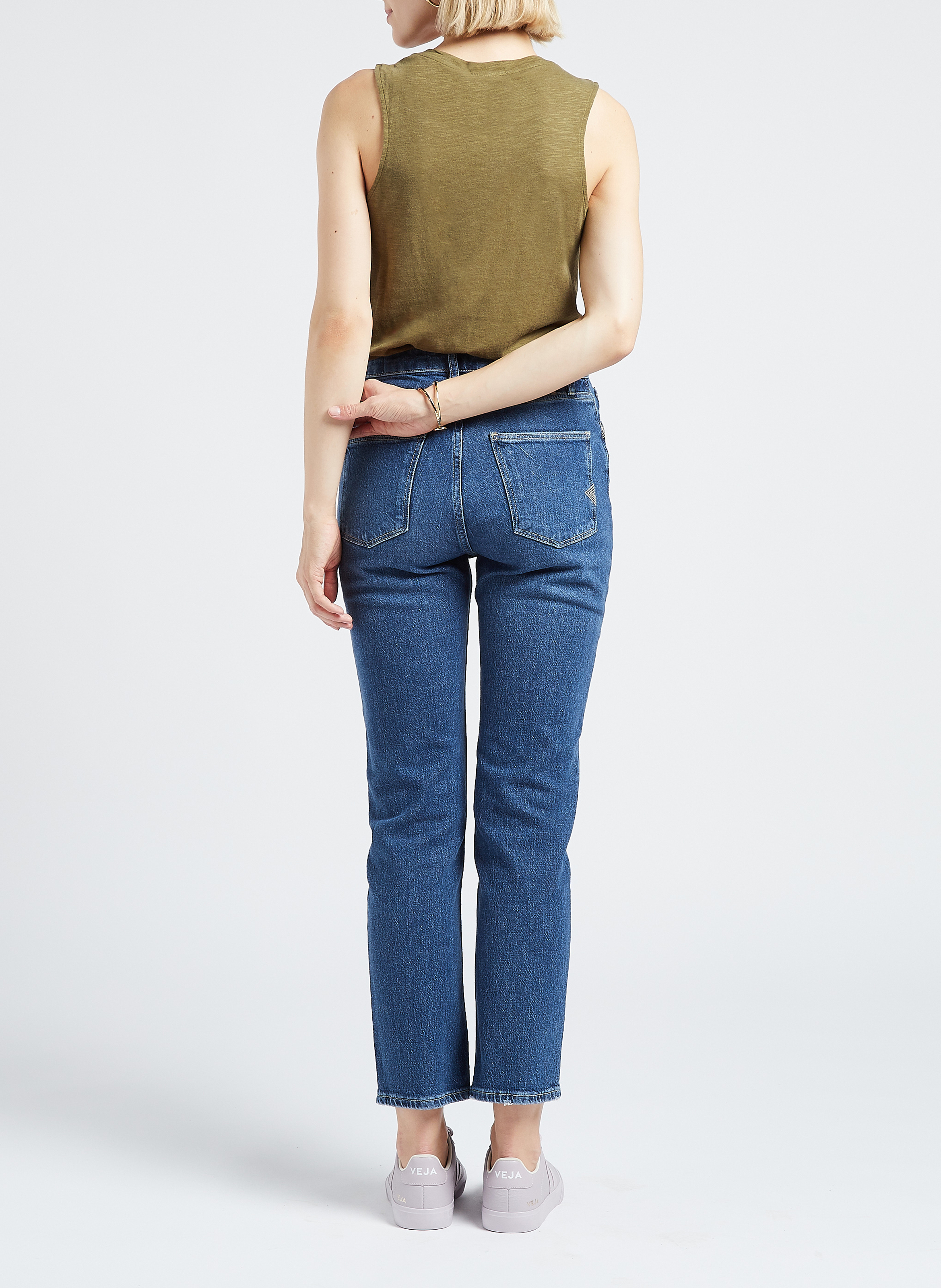 Rundhals-Tanktop aus Baumwoll-Mix AMERICAN VINTAGE Khaki