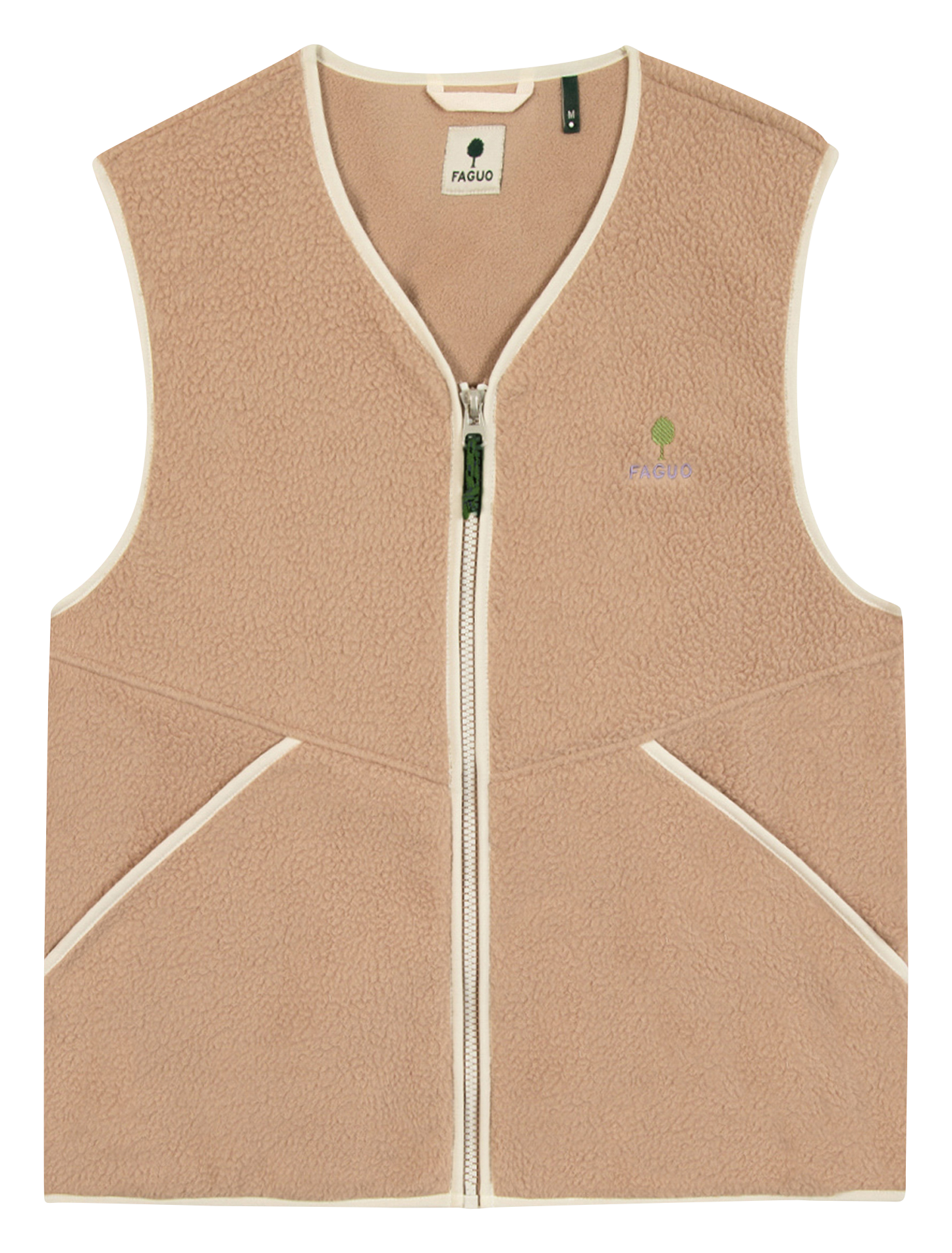 Rechte sherpa vest met V-hals FAGUO Beige