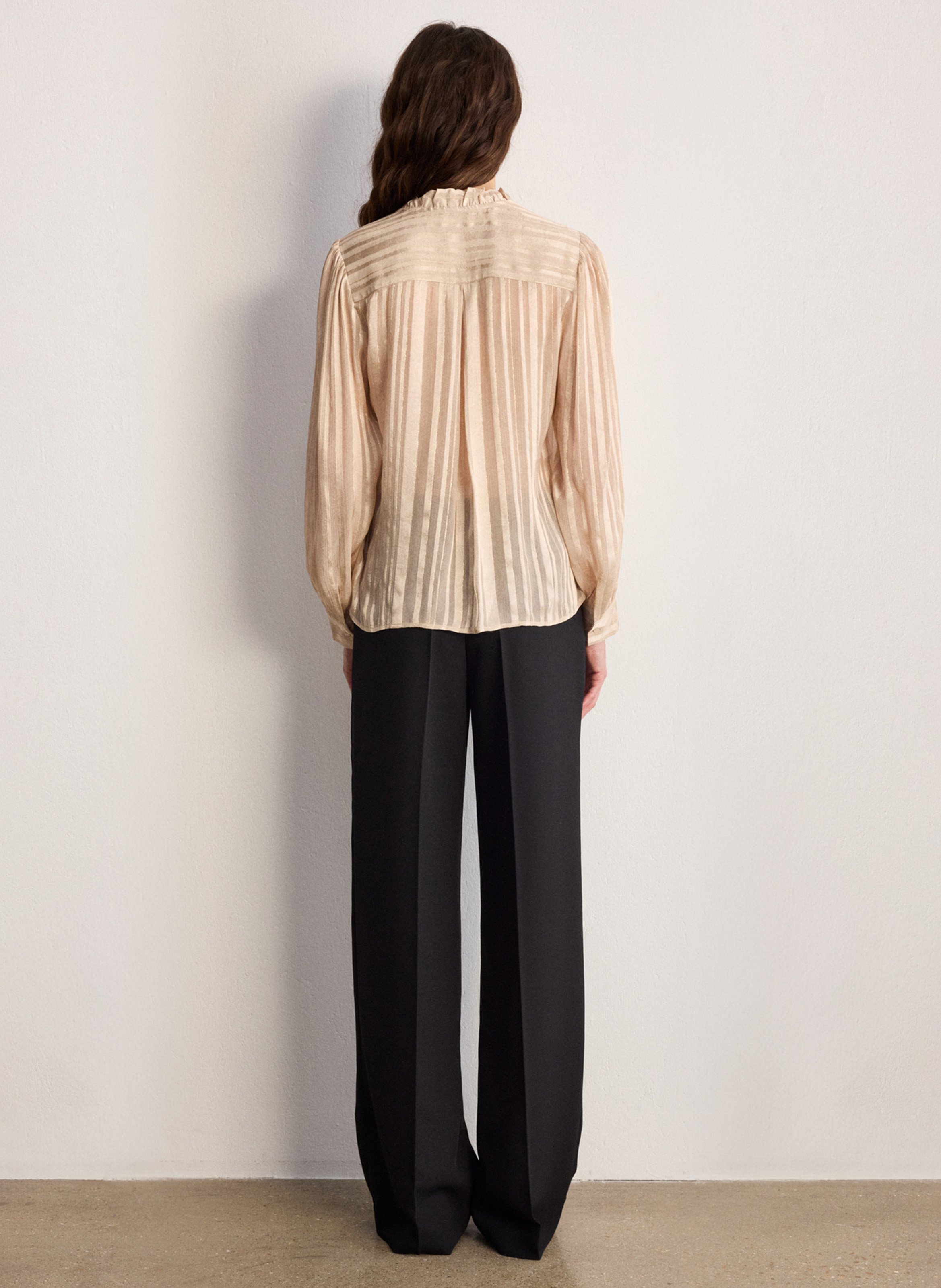 Chemise droite col V  PABLO Beige