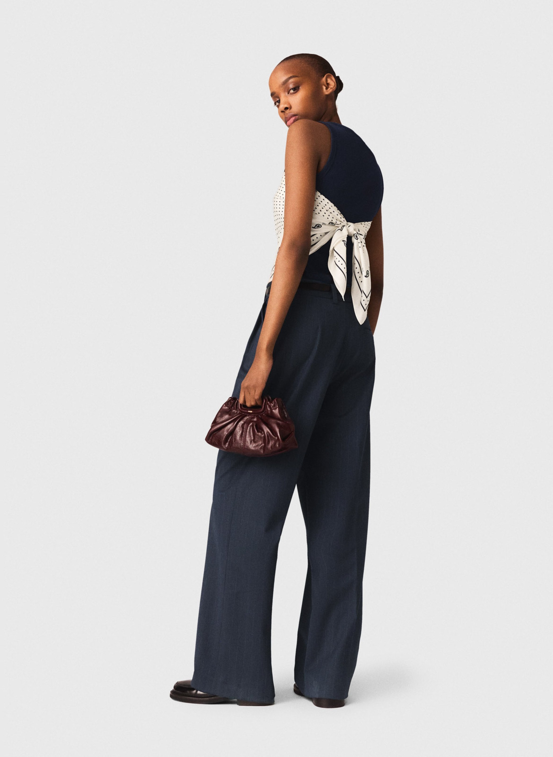Tailored trousers in striped blended wool MAJE Blue