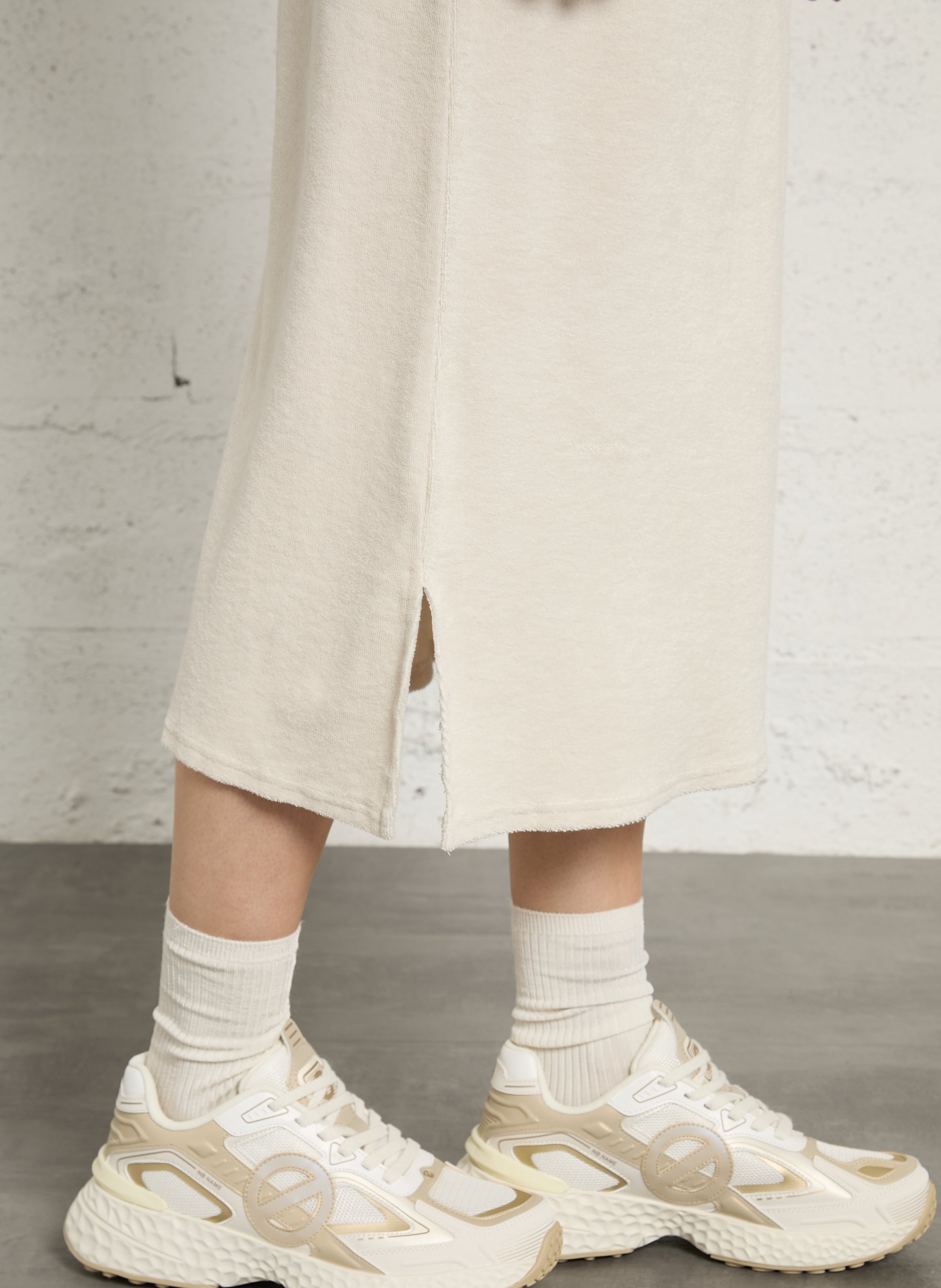 Lange elastische einfarbige Baumwollrock AMERICAN VINTAGE Beige