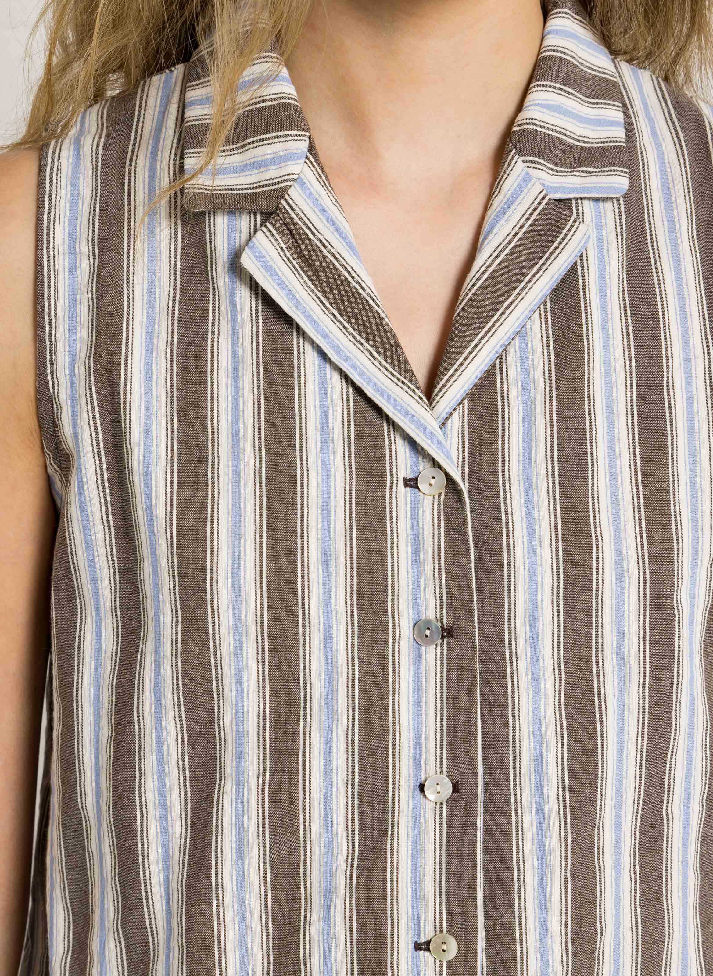 Ärmelloses gestreiftes Hemd aus Baumwollmischung HOD PARIS Braun