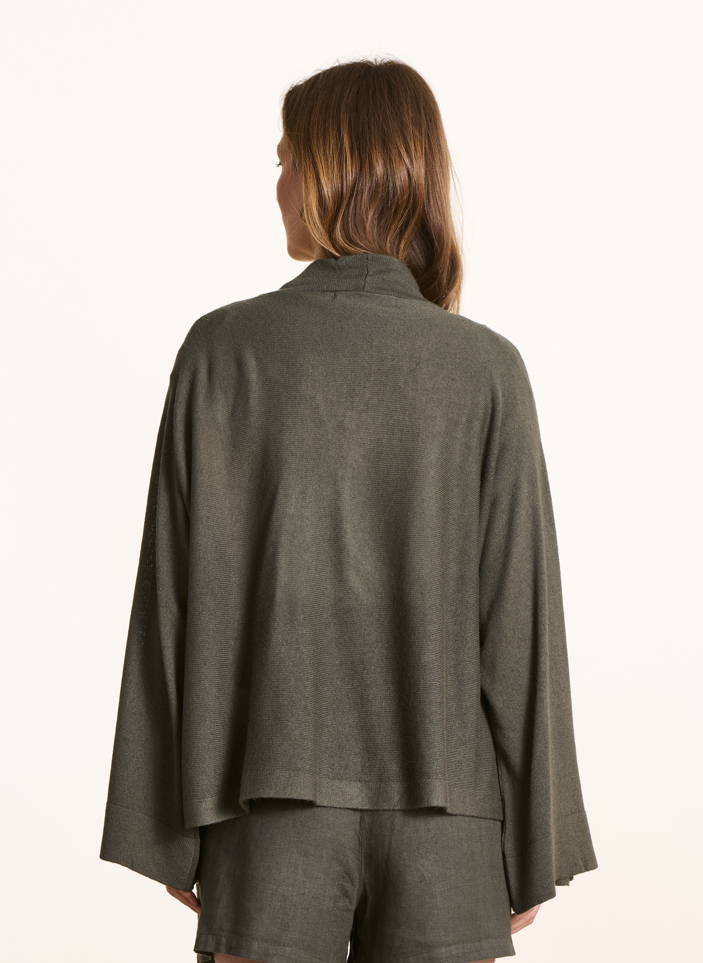 Gilet ouvert en maille souple LA FEE MARABOUTEE Vert