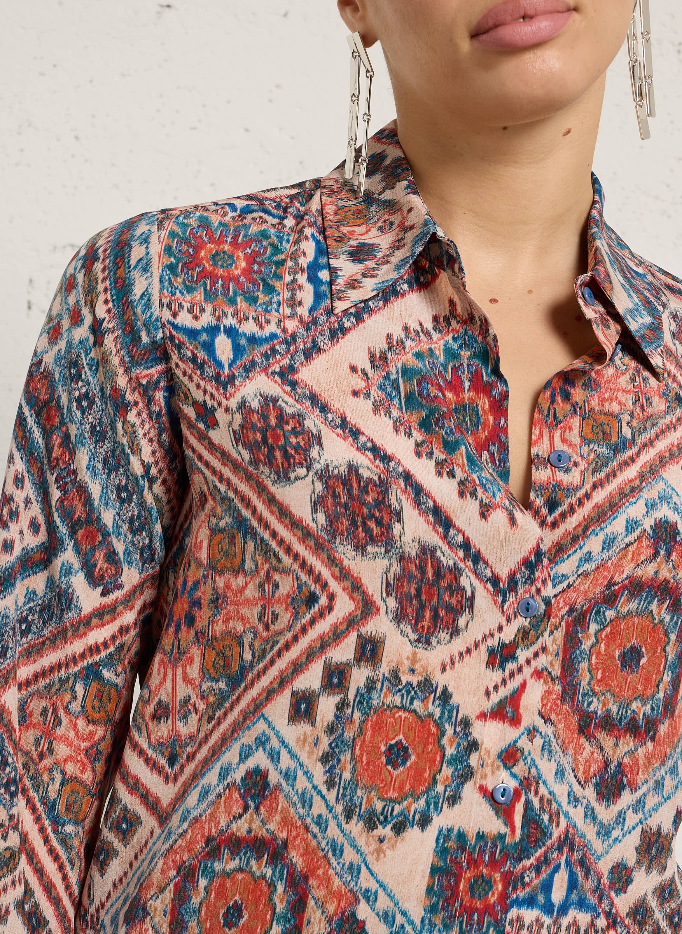 Chemise imprimée en soie MOMONI Rose