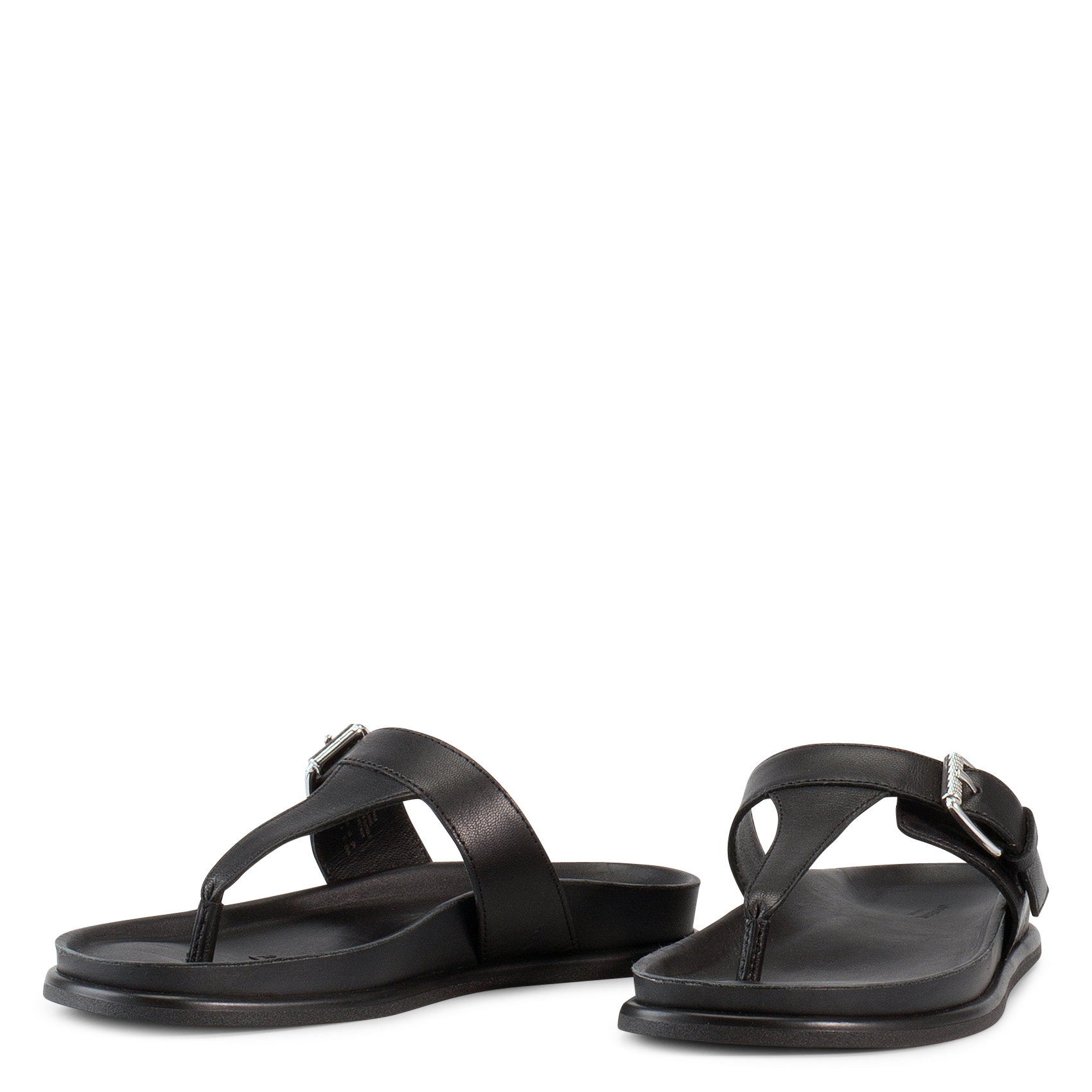 Flat calfskin leather sandals VAGABOND Black