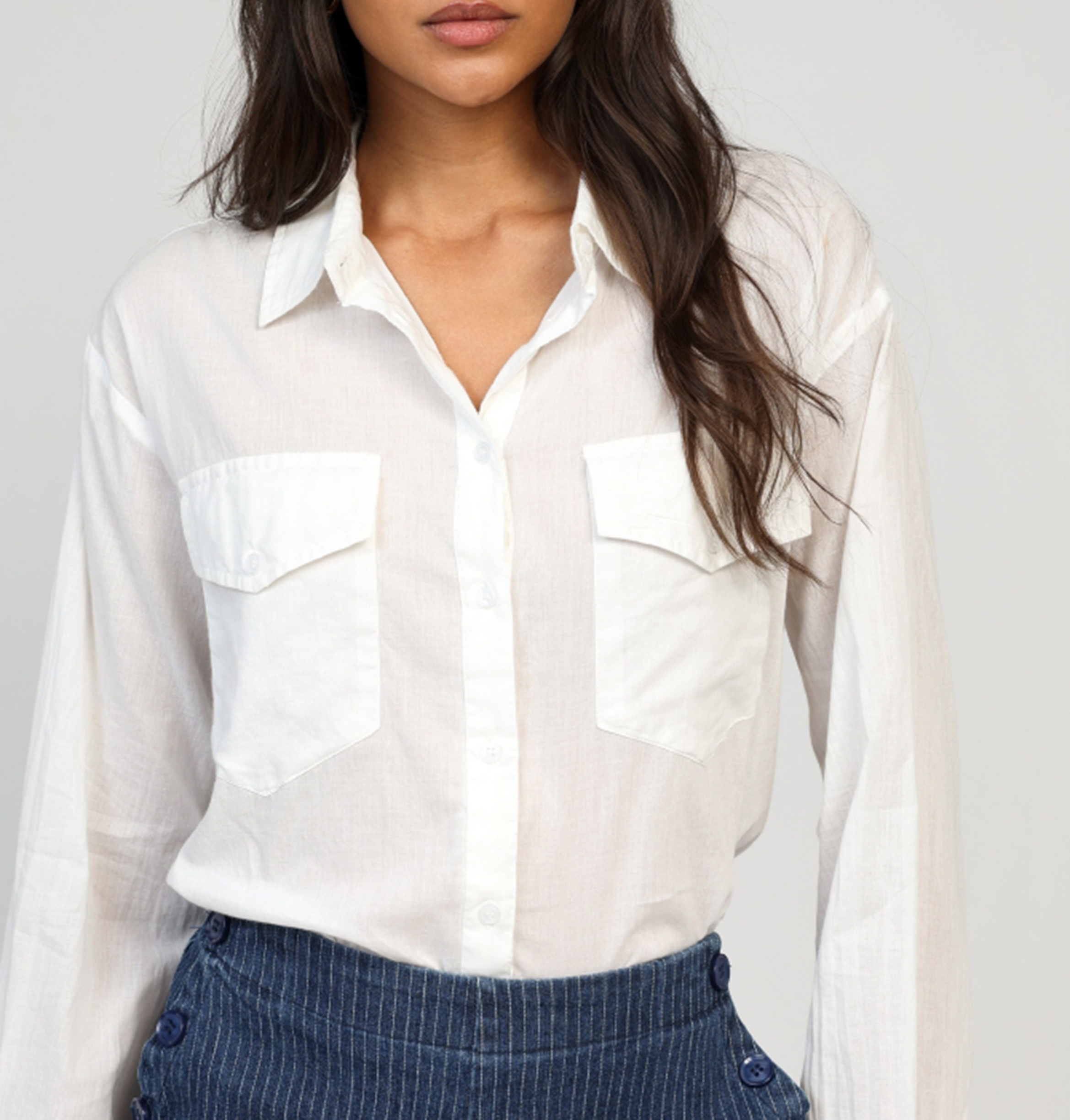 Straight buttoned cotton shirt AN'GE White