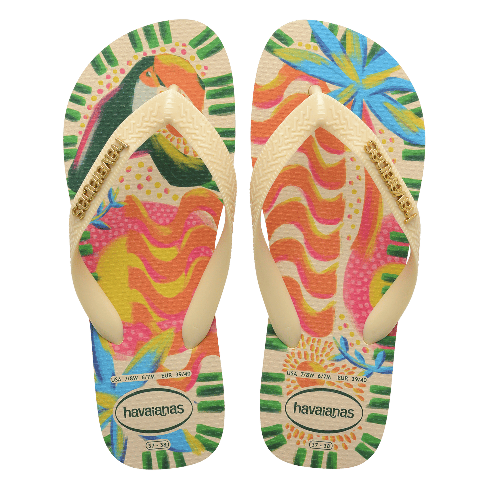 Bedruckte flache Sandalen HAVAIANAS Gelb