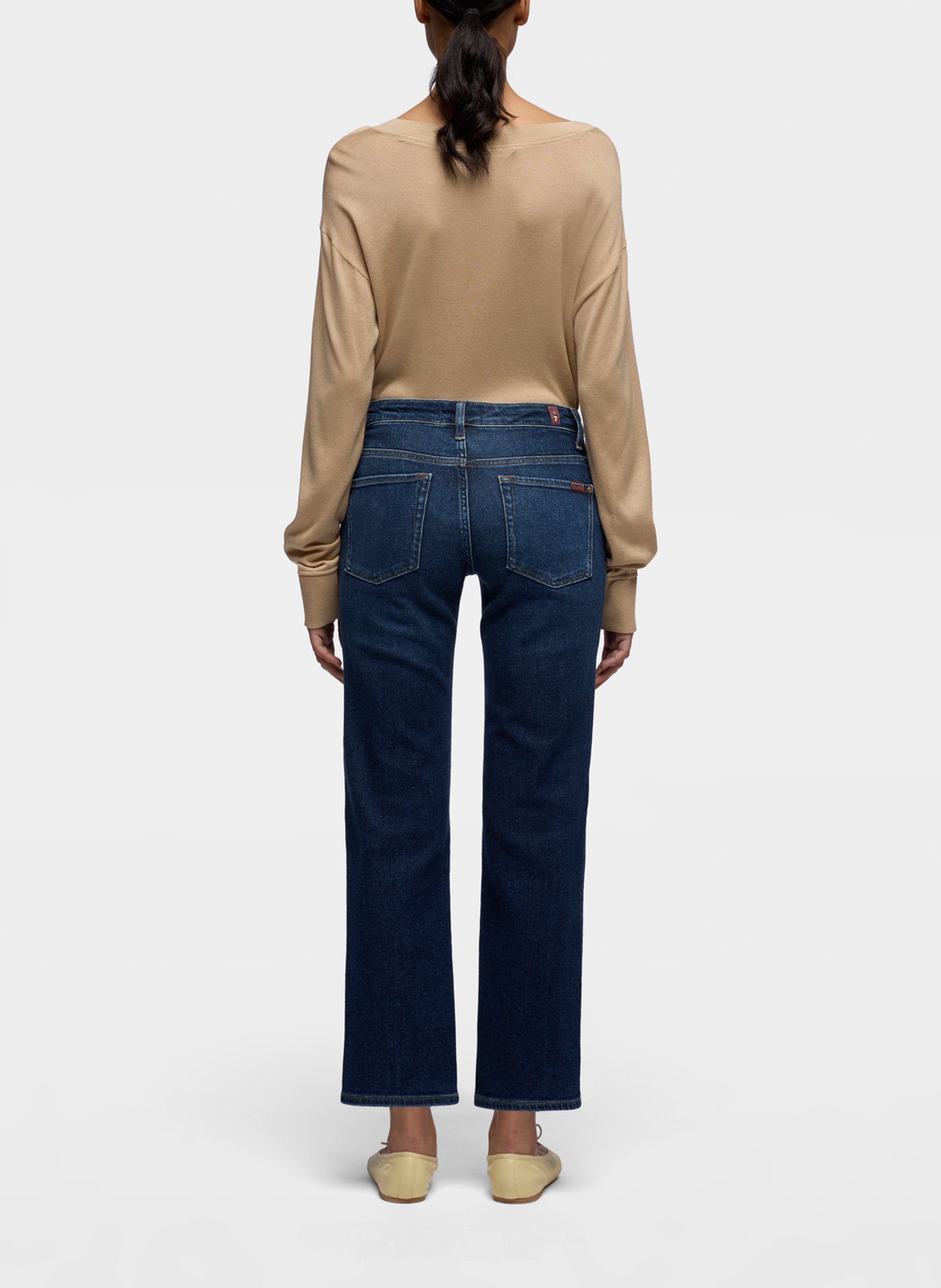 Jean droit en coton mélangé 7 FOR ALL MANKIND Bleu