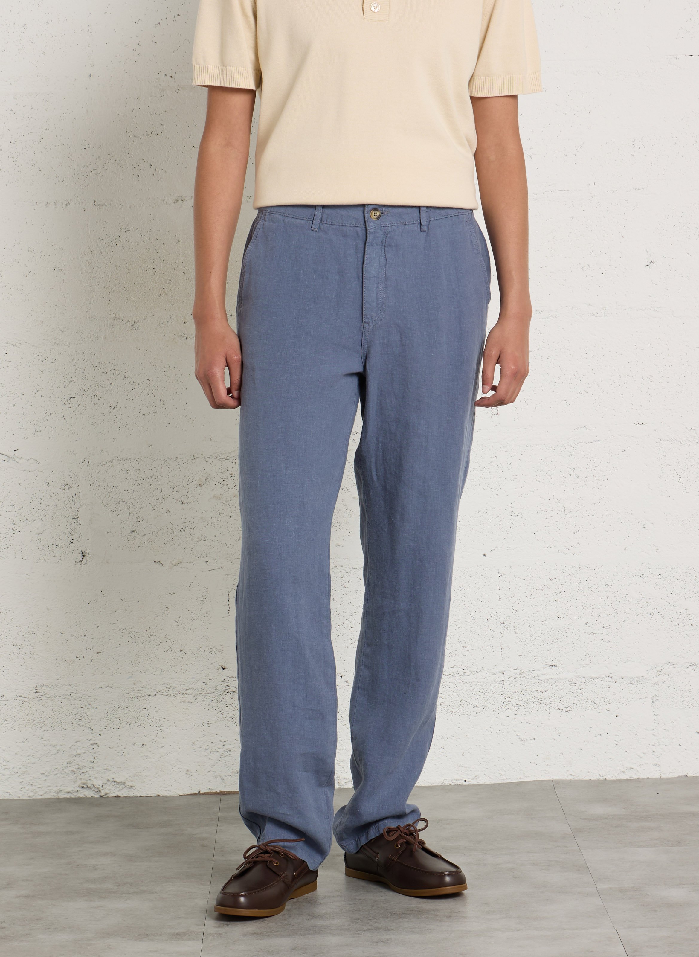 Rechte broek van linnen CHEVIGNON Blauw