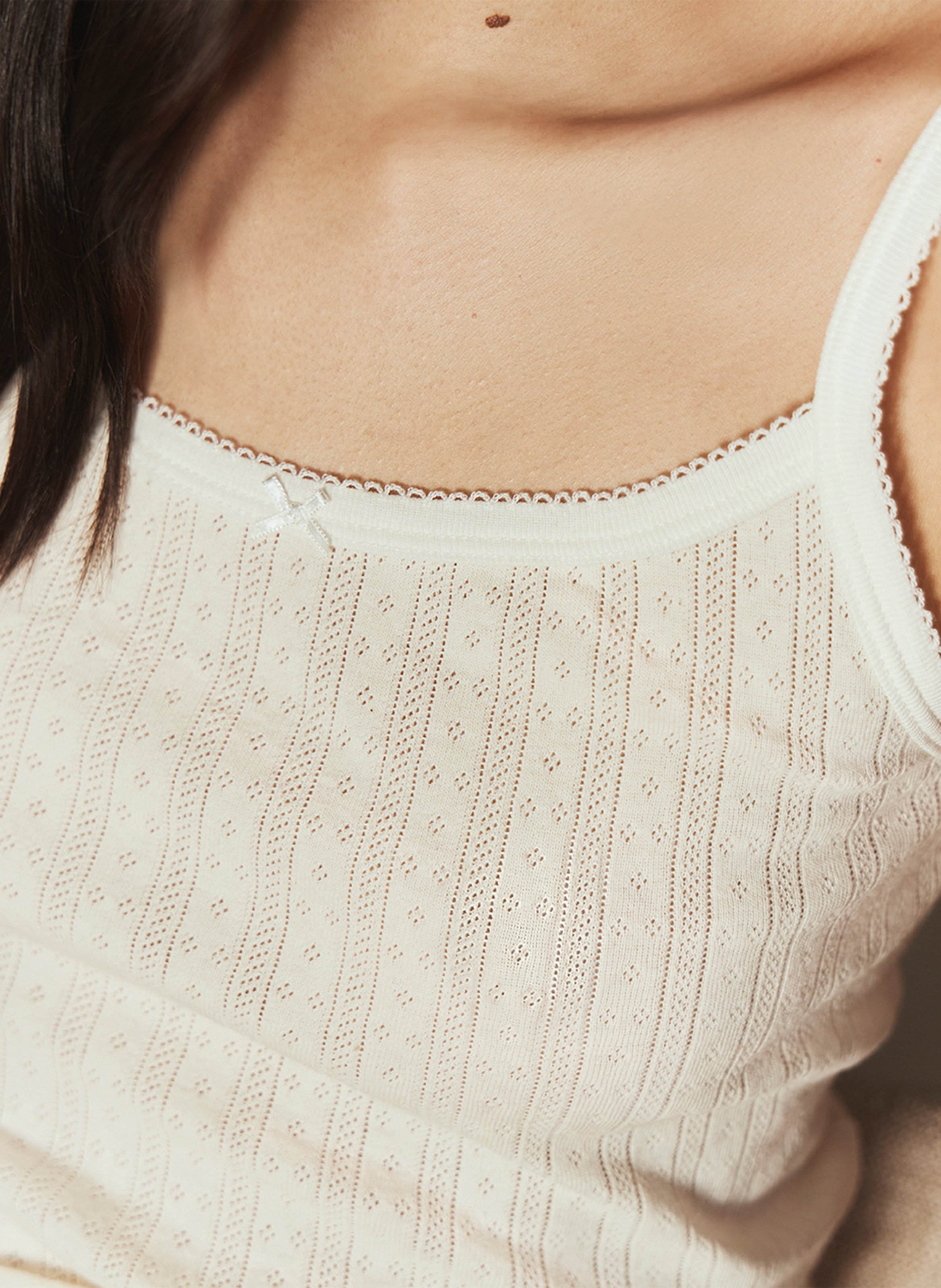 Débardeur droit en maille pointelle PETIT BATEAU Blanc