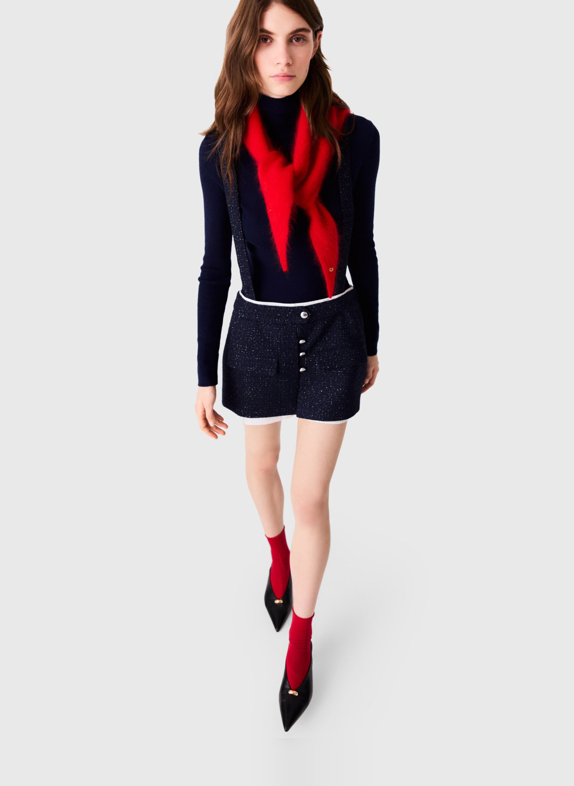 Kort en tweed met contrast MAJE Blauw