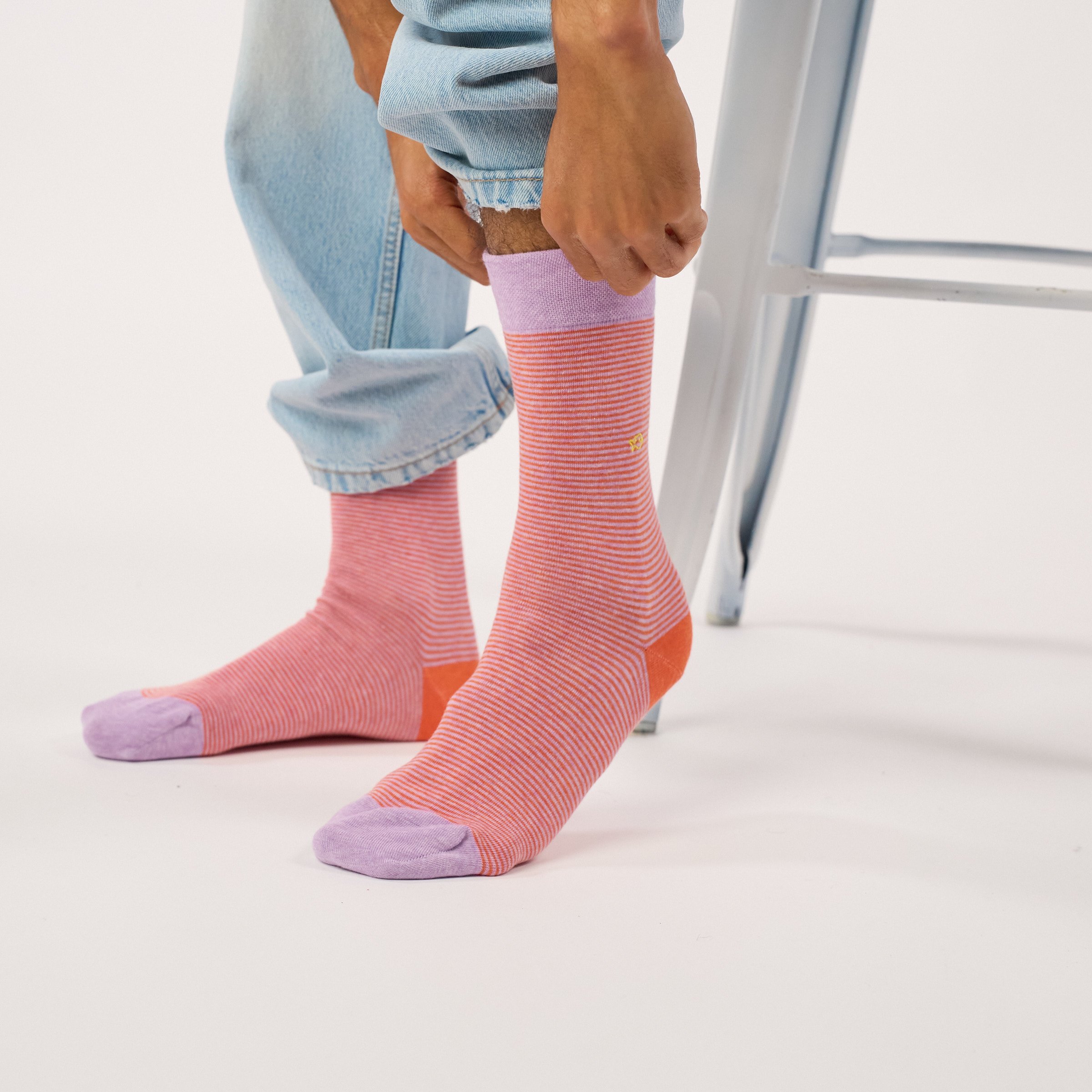 Combed cotton striped socks BILLYBELT Orange