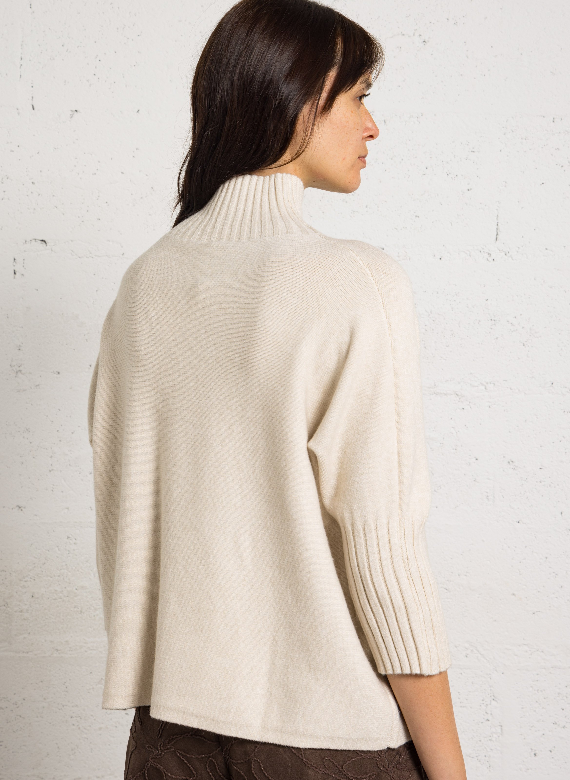 Loose-fit high-neck sweater IMPERIAL Beige