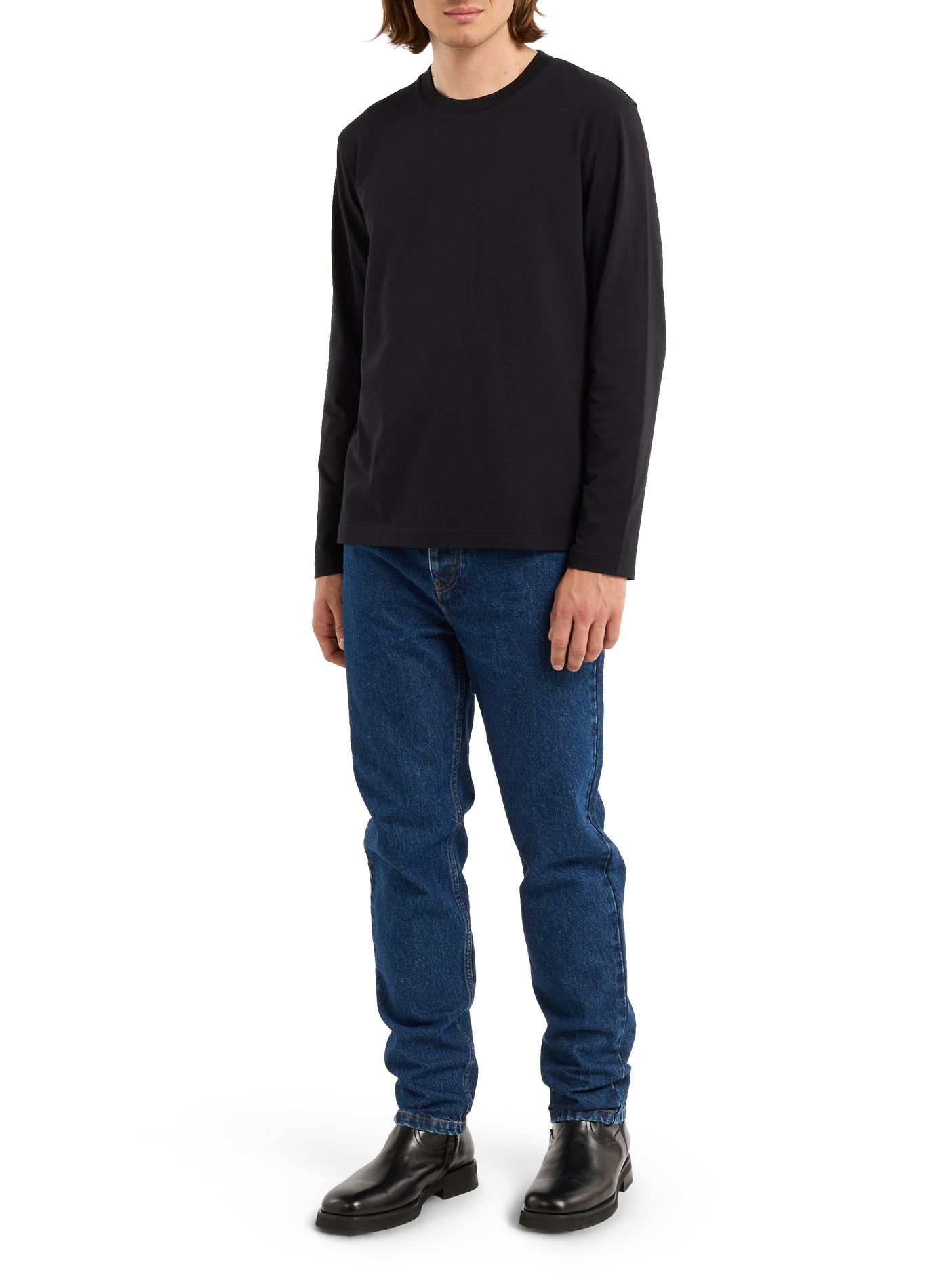 Long-sleeve cotton blend baff t-shirt SAISON 1865 Black