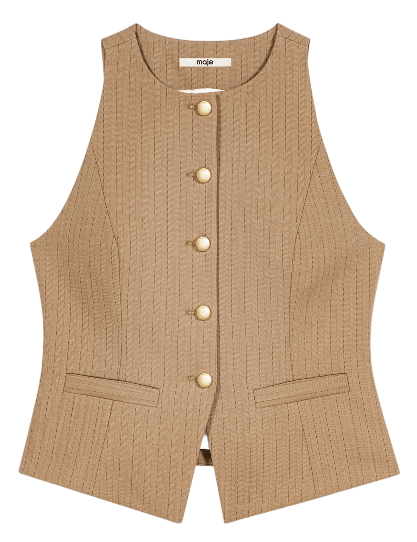 Gilet cintré en laine mélangée MAJE Beige