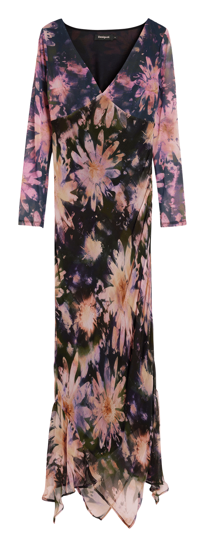 Lange jurk met V-hals en print DESIGUAL Veelkleurig
