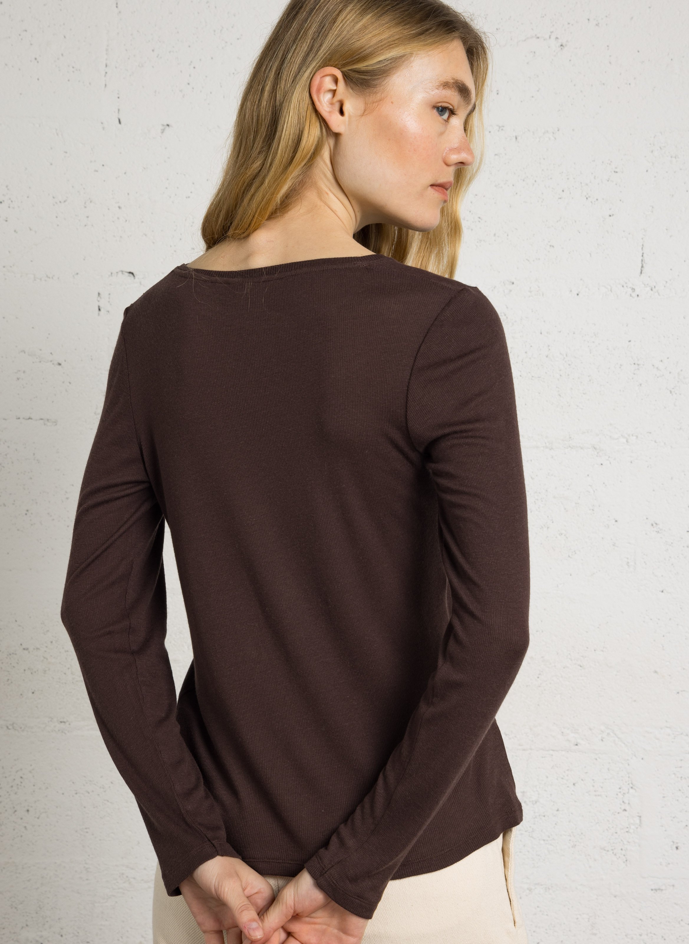 Recht T-shirt met lange mouwen HARTFORD Bruin