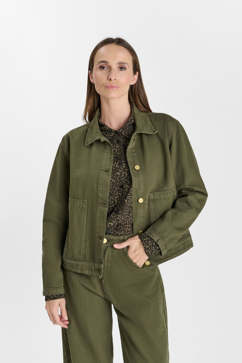 Buttoned shirt-collar jacket LE TEMPS DES CERISES Khaki