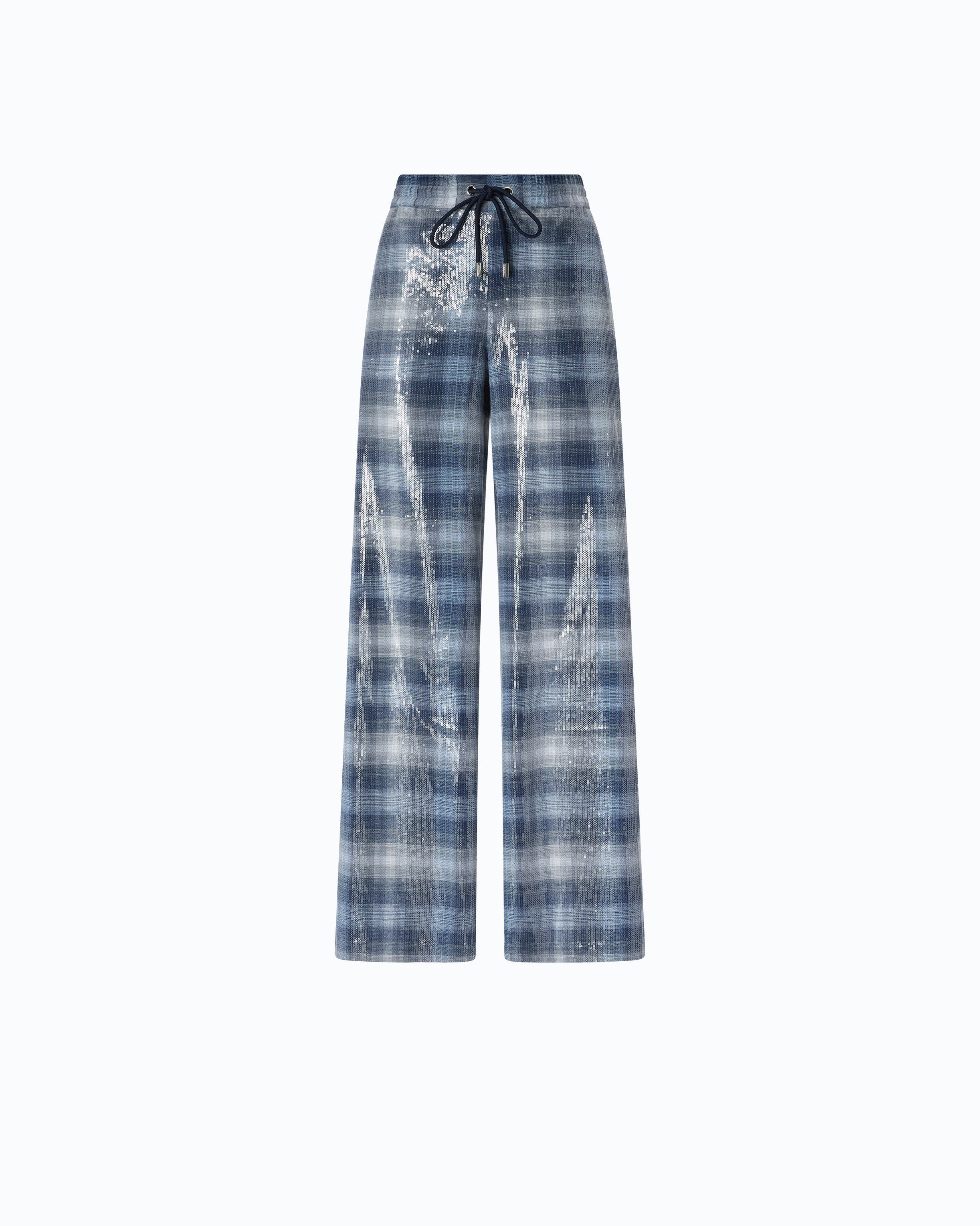 Checked sequin palazzo trousers PINKO Multicolored