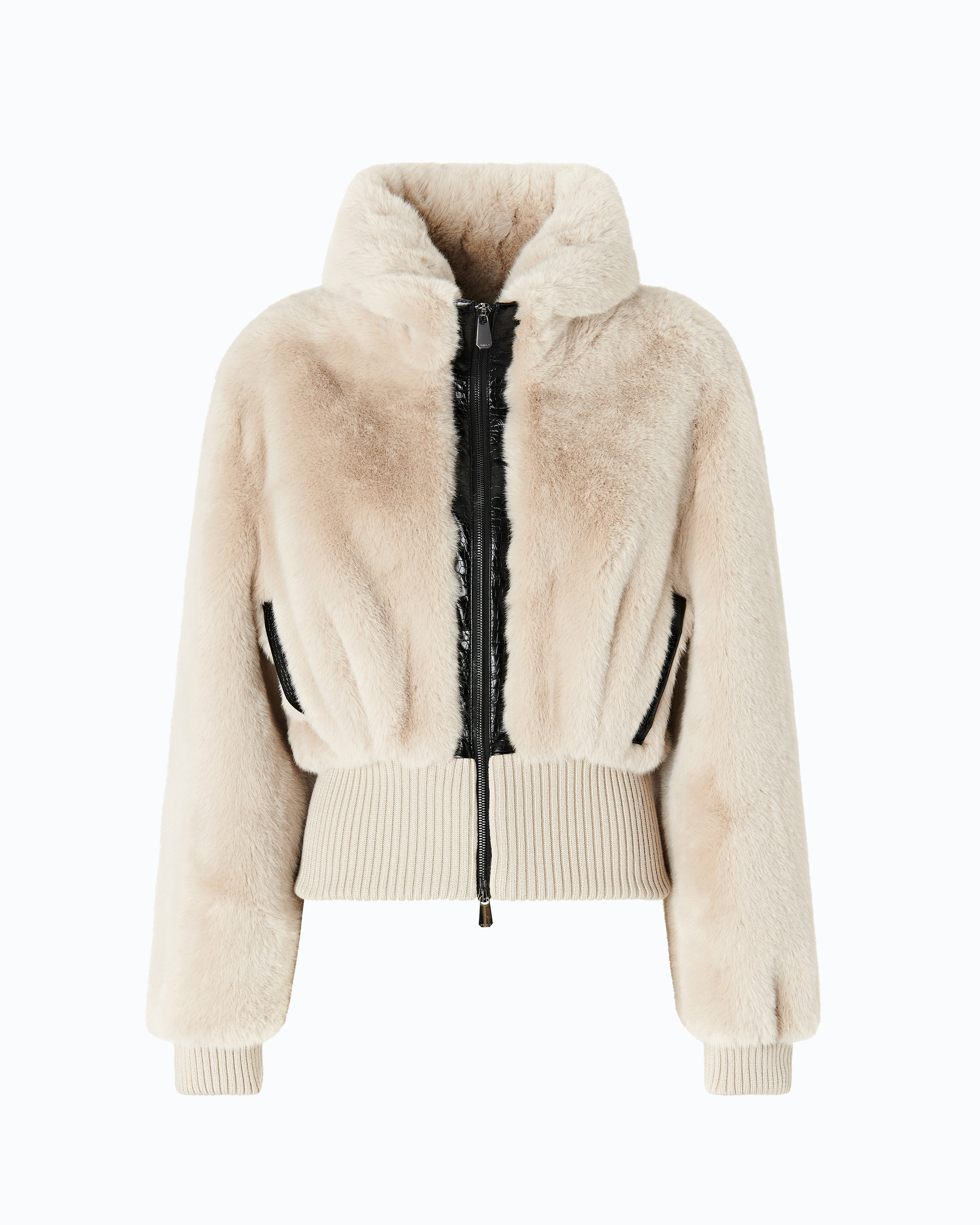 Faux fur bomber jacket PINKO Beige