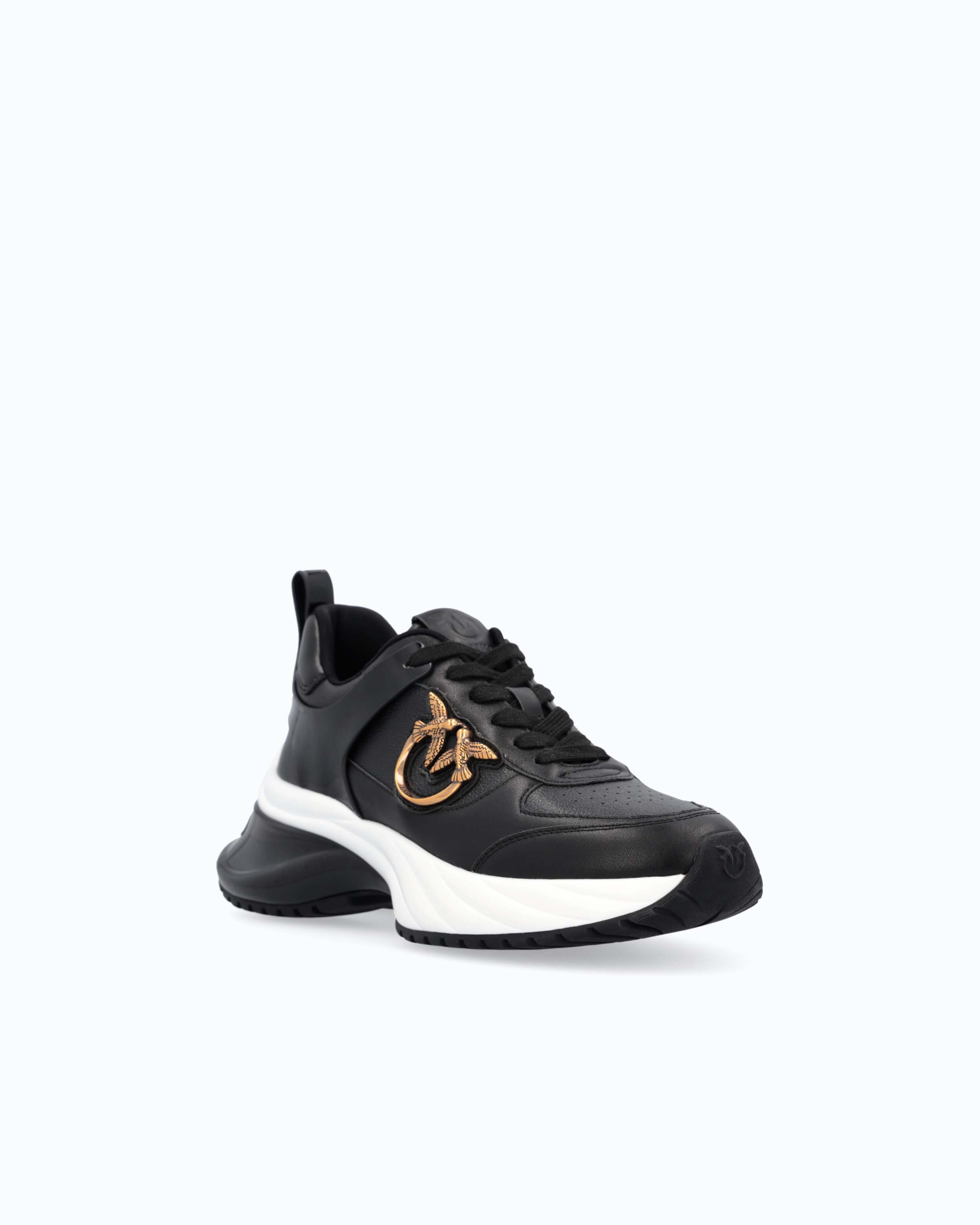 Ariel leather-effect sneakers with mirrored finish details PINKO Black