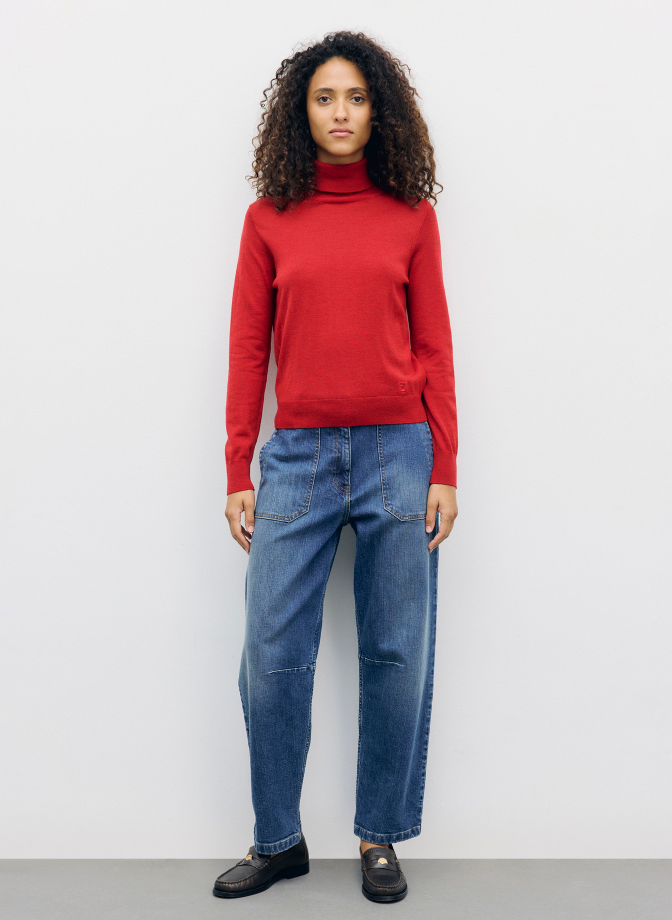 Straight wool polo neck jumper GERARD DAREL Red