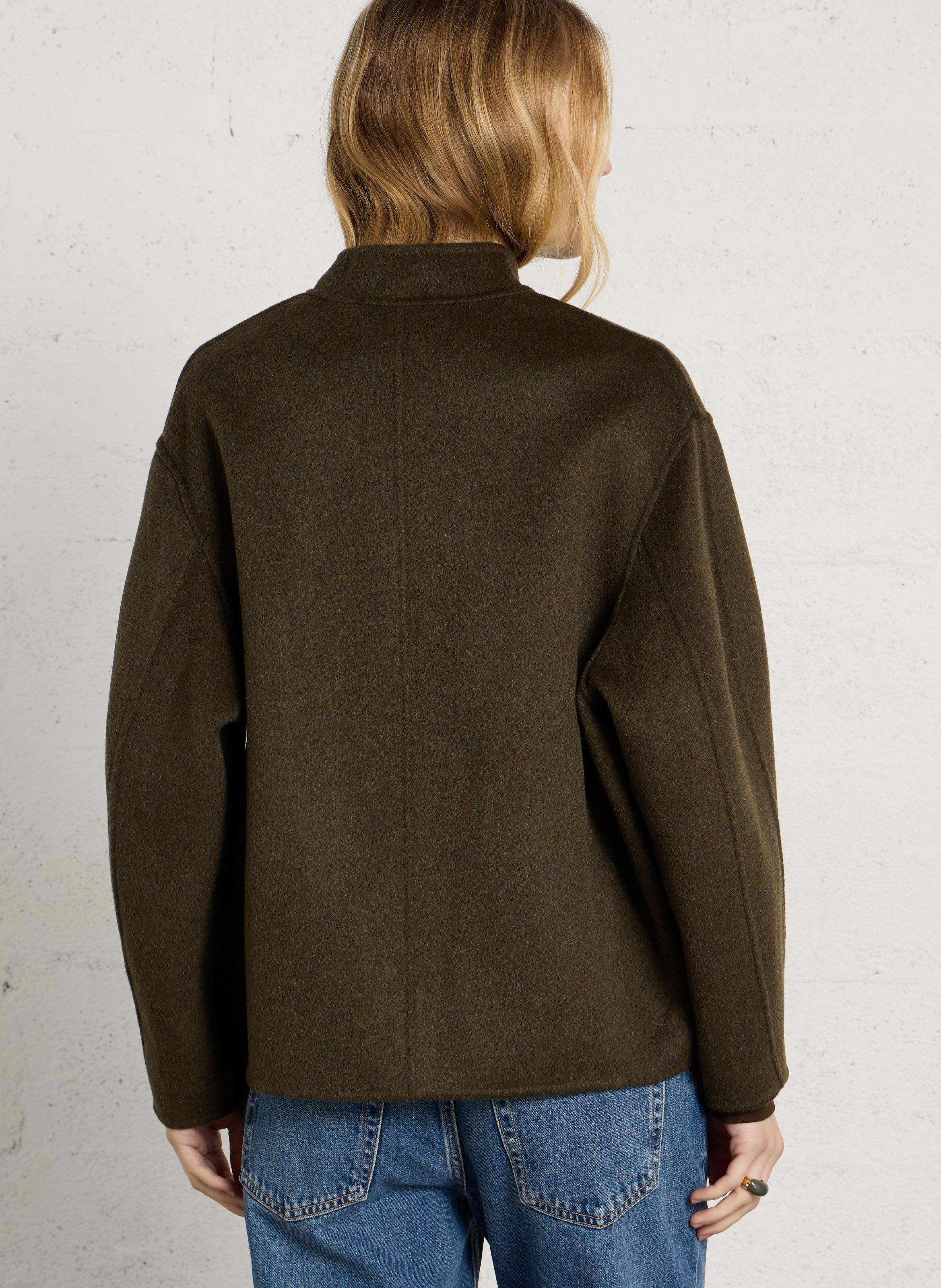 Manteau col rond en laine mélangée  SOEUR Kaki