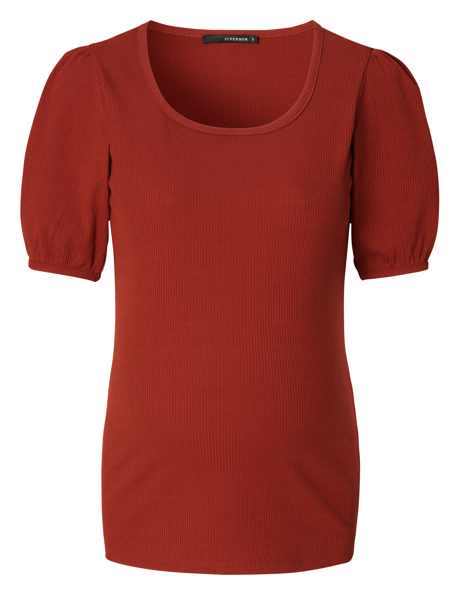 Top col rond en tissu stretch Rouge