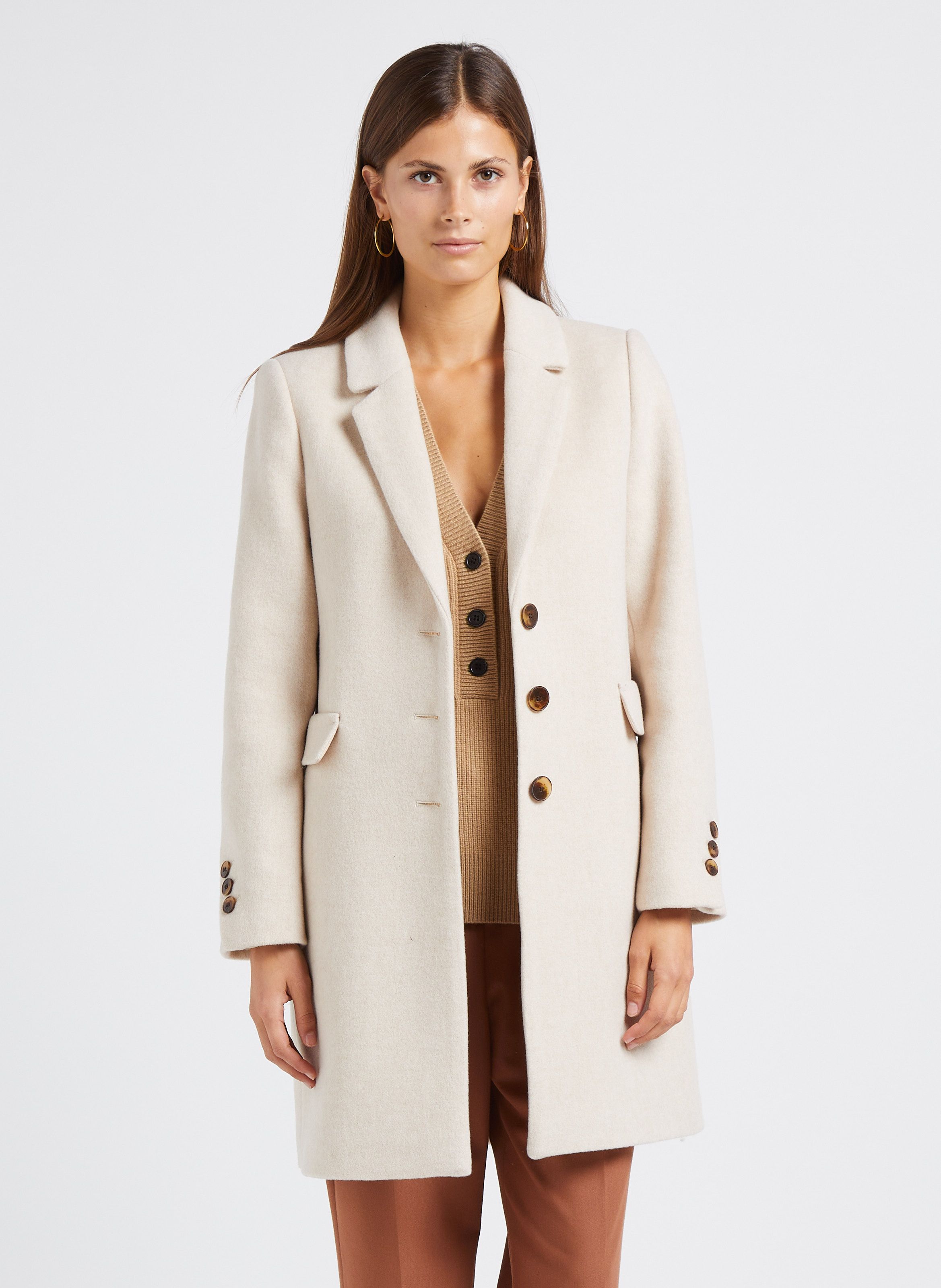 Manteau droit laine new arrivals