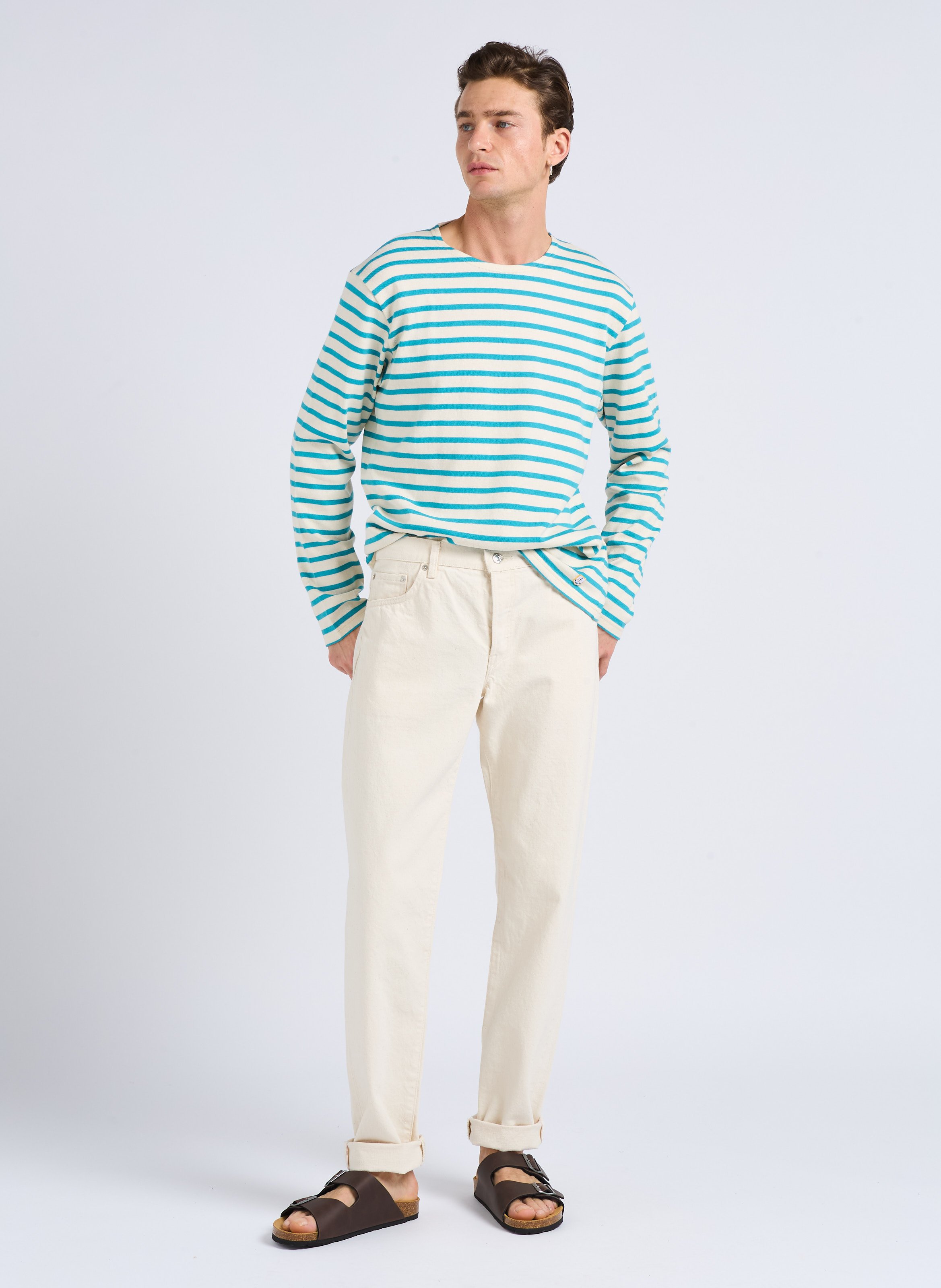 Tapered cotton dot effect regular-fit jeans EDWIN Beige