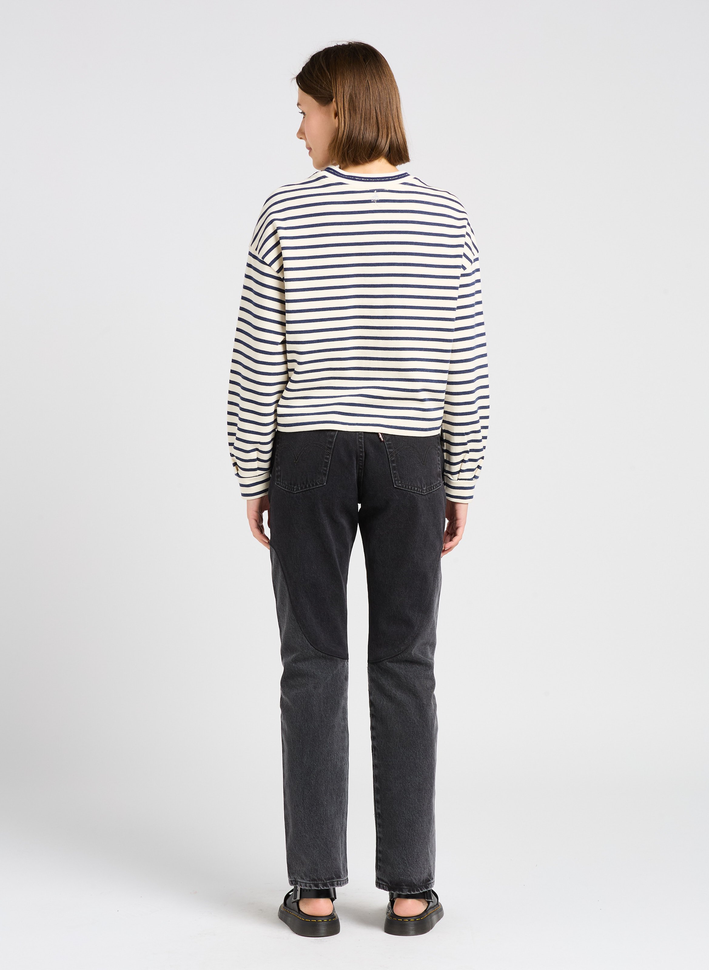 Jean droit taille haute en coton LEVI'S Noir