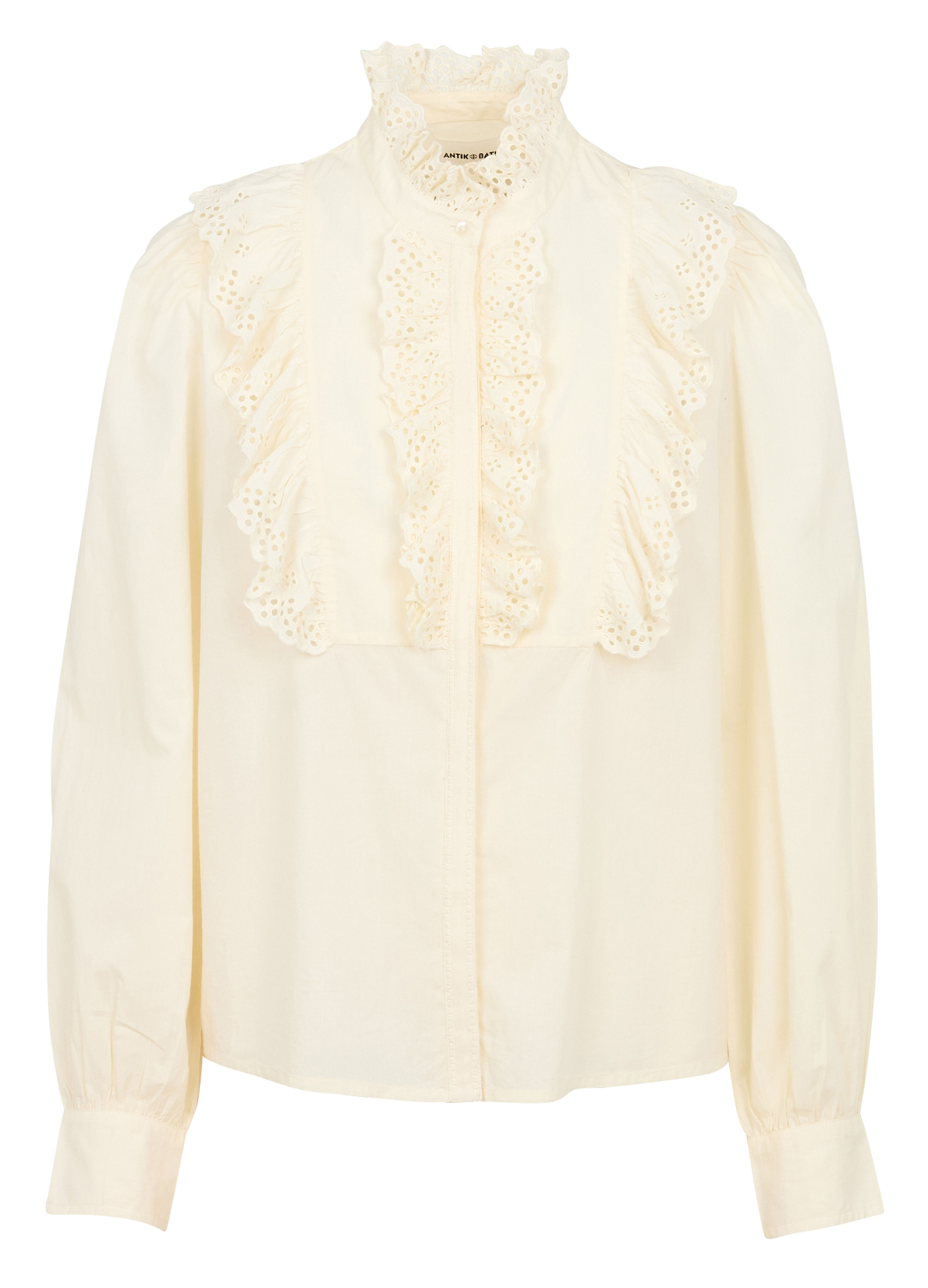 Shirt with ruffled bib in cotton ANTIK BATIK White