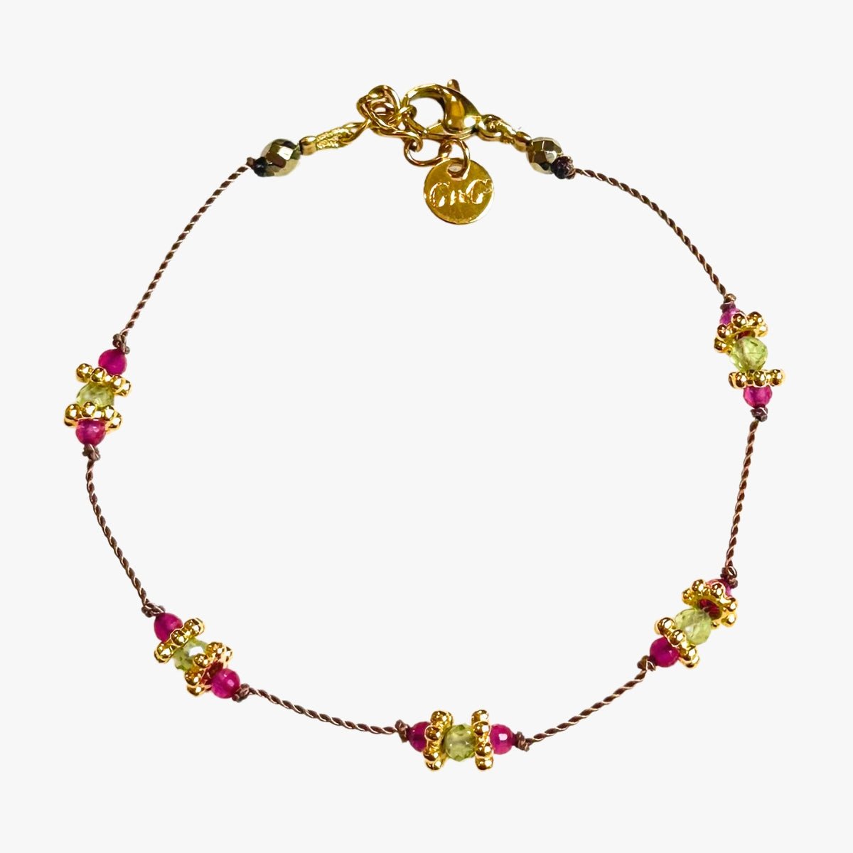 Nylon cord bracelet peridot GINANDGER Multicolored