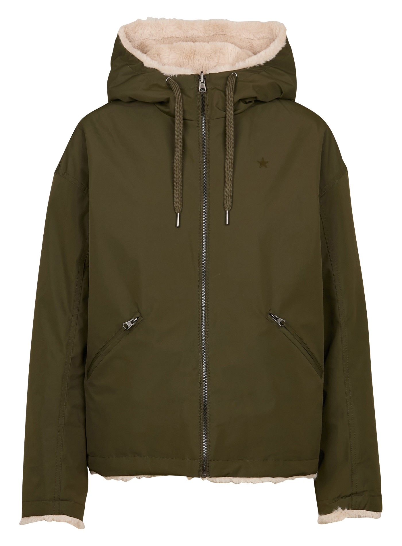 Parka corta reversible Verde