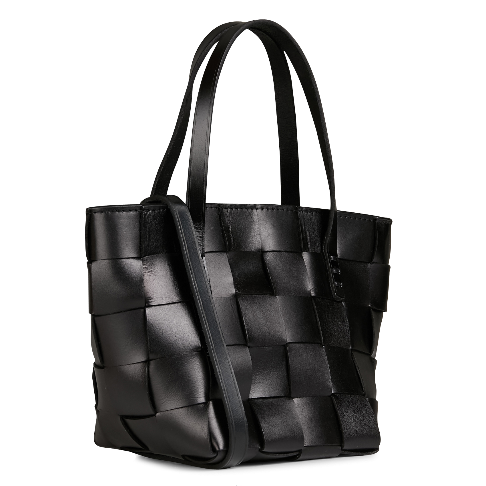 Sac bandoulière en cuir tressé Noir