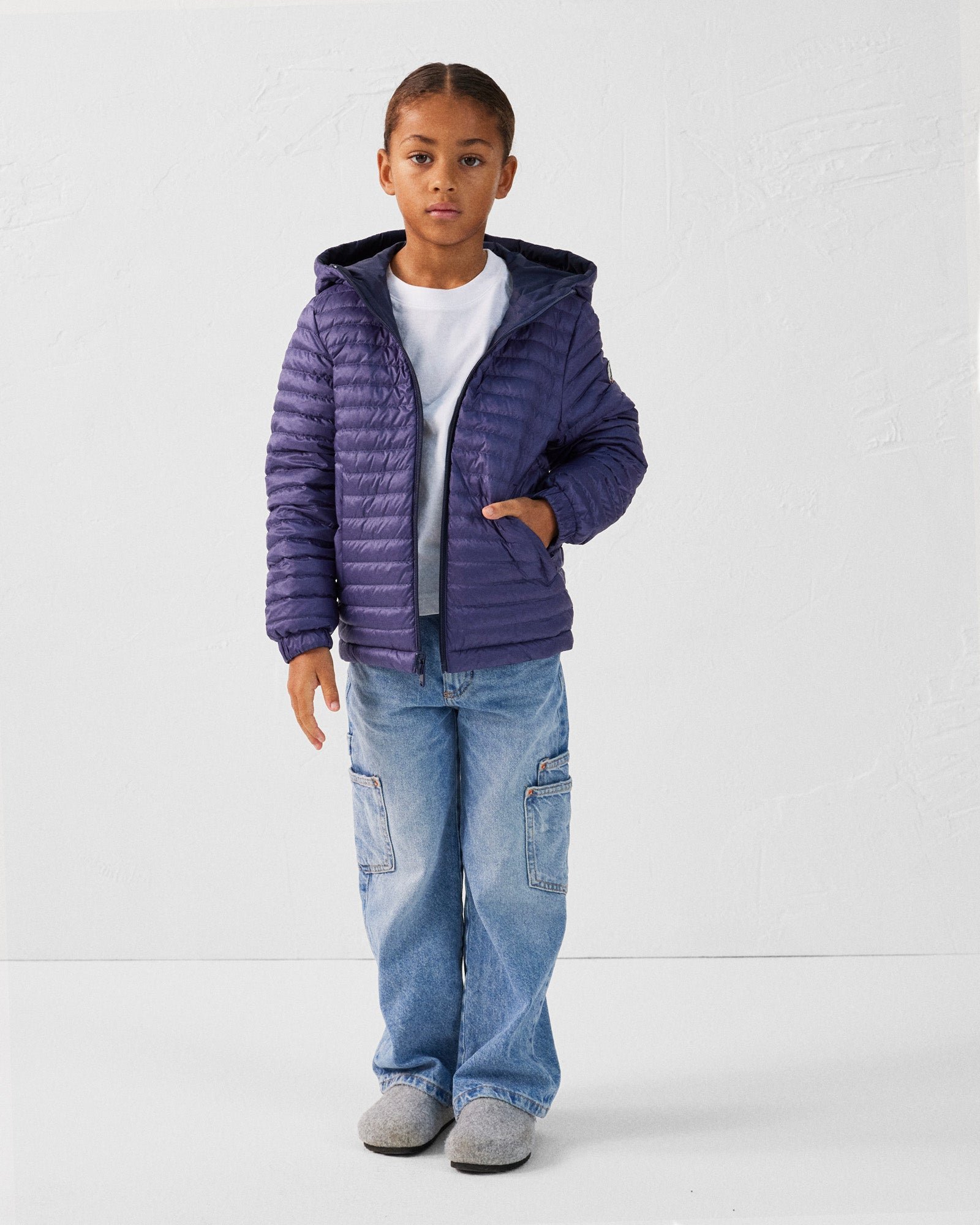 Reversible ultralight hooded kids' down jacket Kyoto 2.0 JOTT Blue