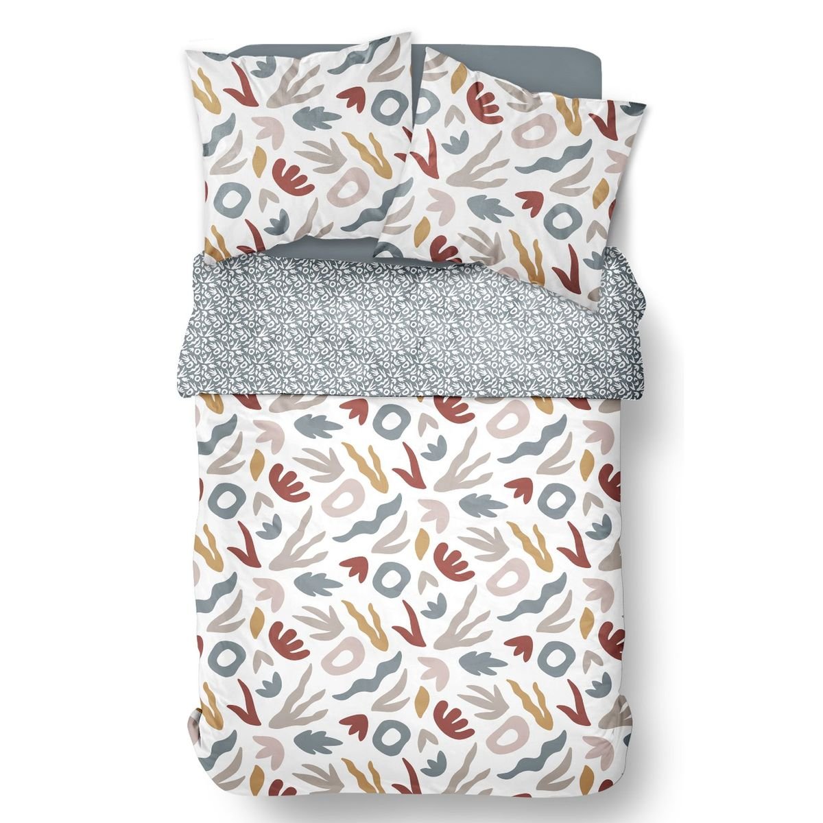 Printed cotton bed set White
