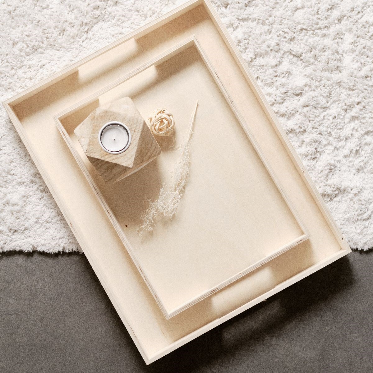 Set of 2 plywood trays FACTORY Beige