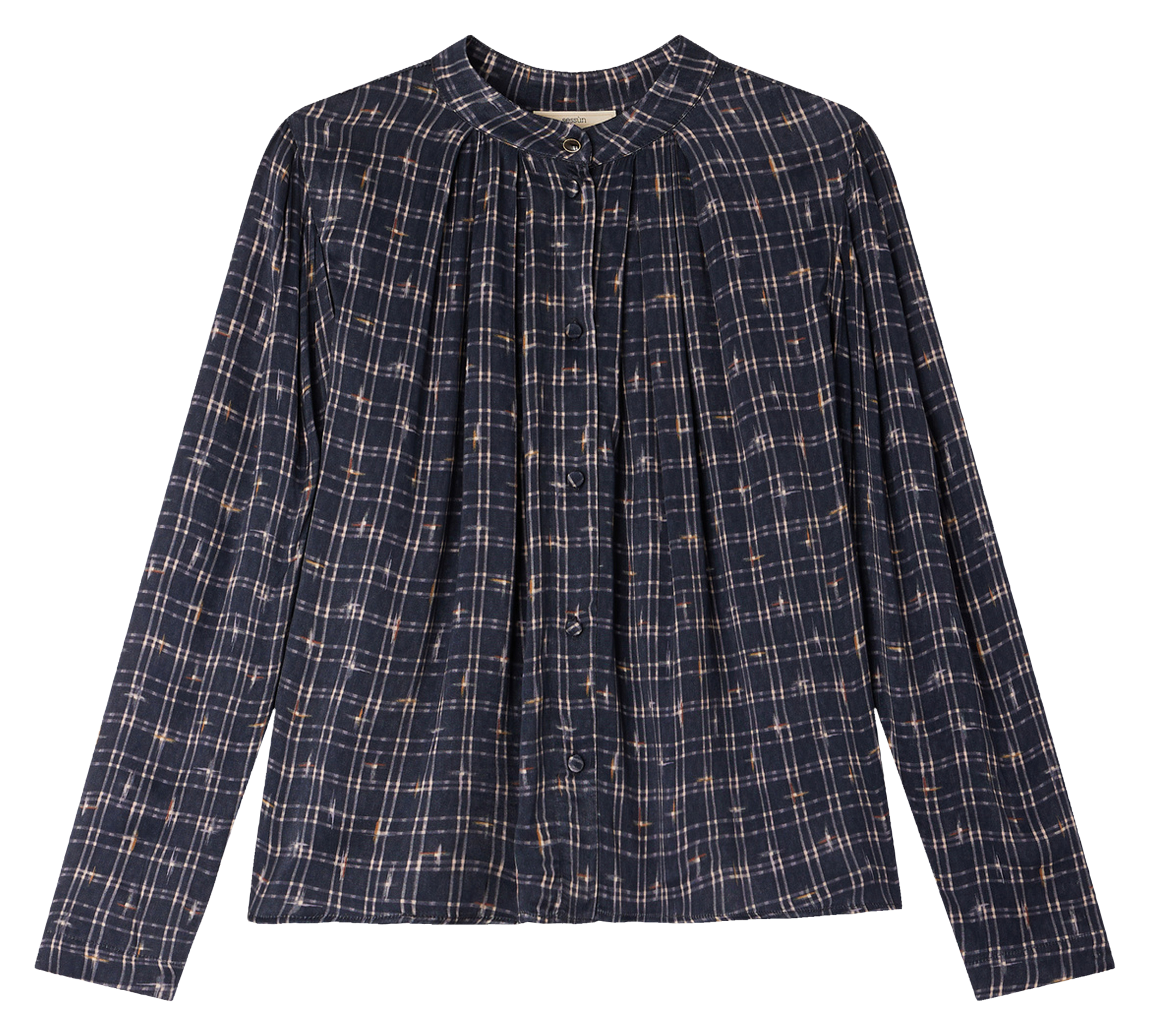 Fitted pleated checkered blouse SESSUN Multicolored