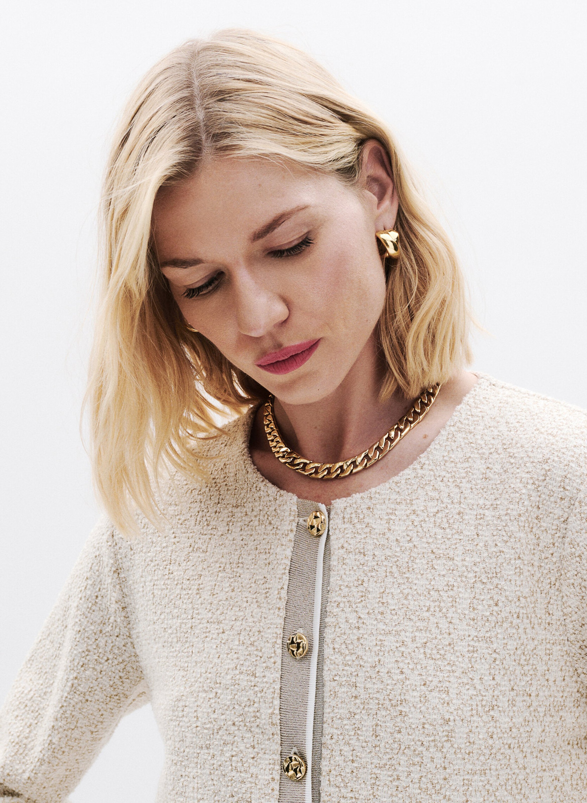 Straight tweed vest CAROLL Beige