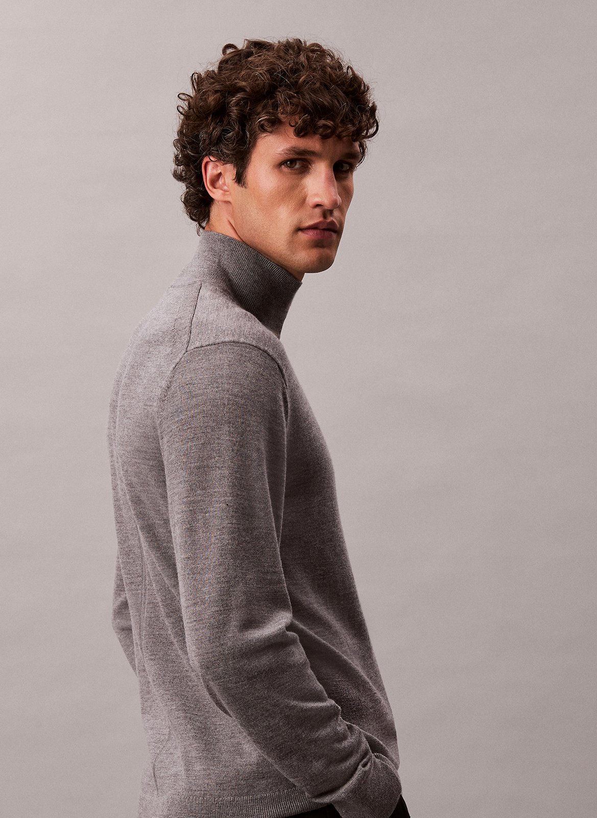 Gerader Rollkragenpullover aus Wolle CALVIN KLEIN Grau