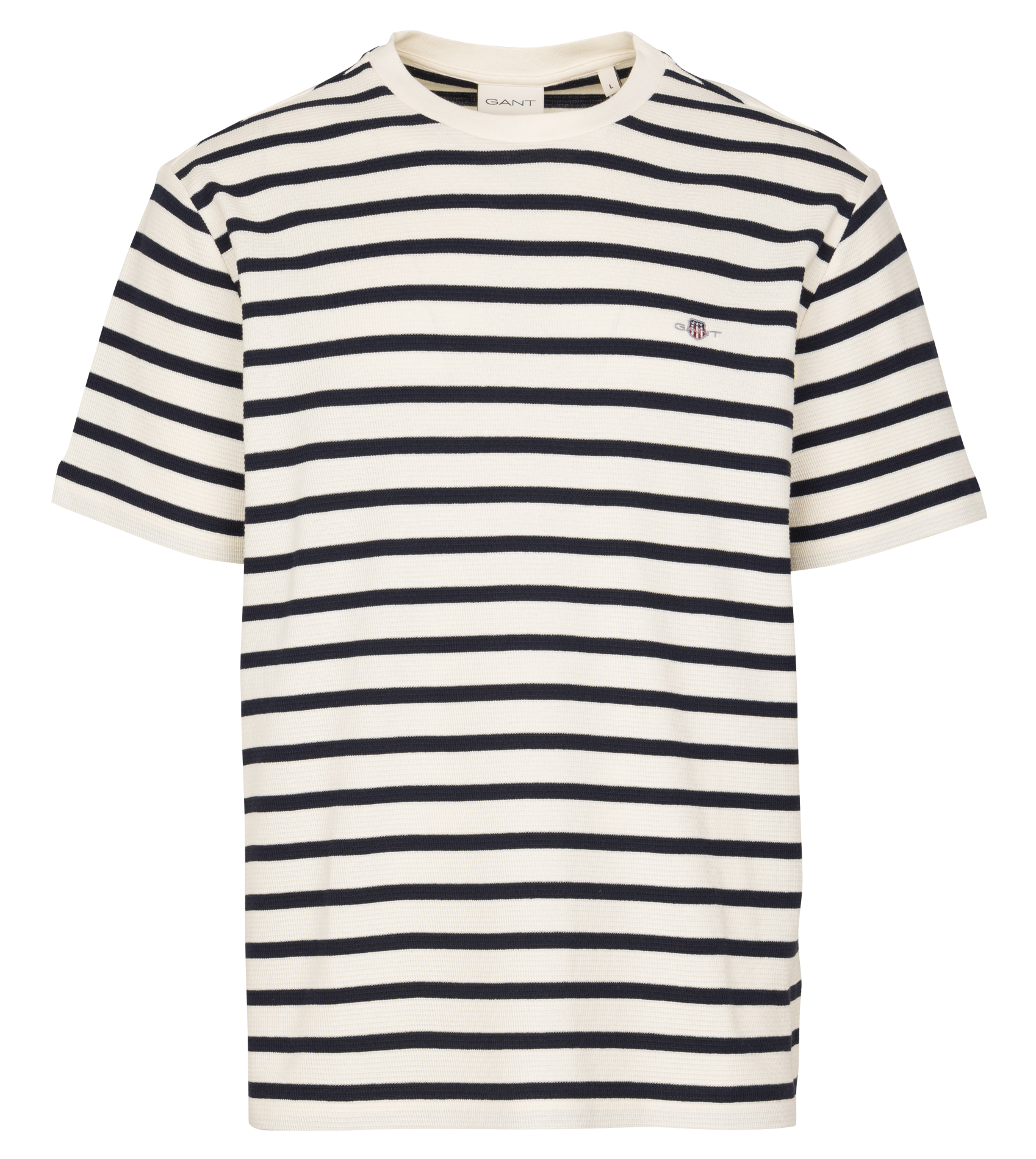 Tee-shirt col rond à rayures en coton GANT Beige