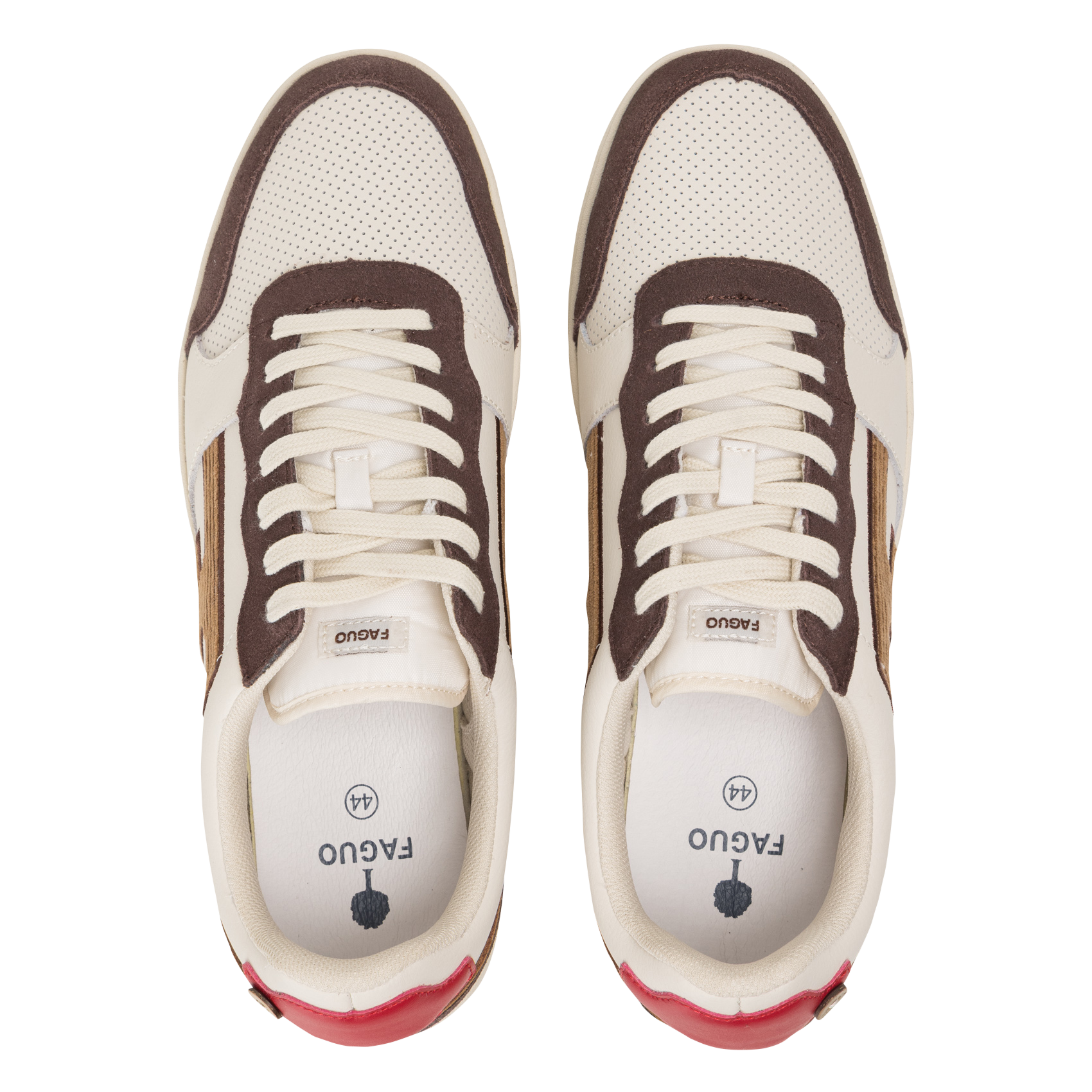 Lage baskets van leermix FAGUO Bruin