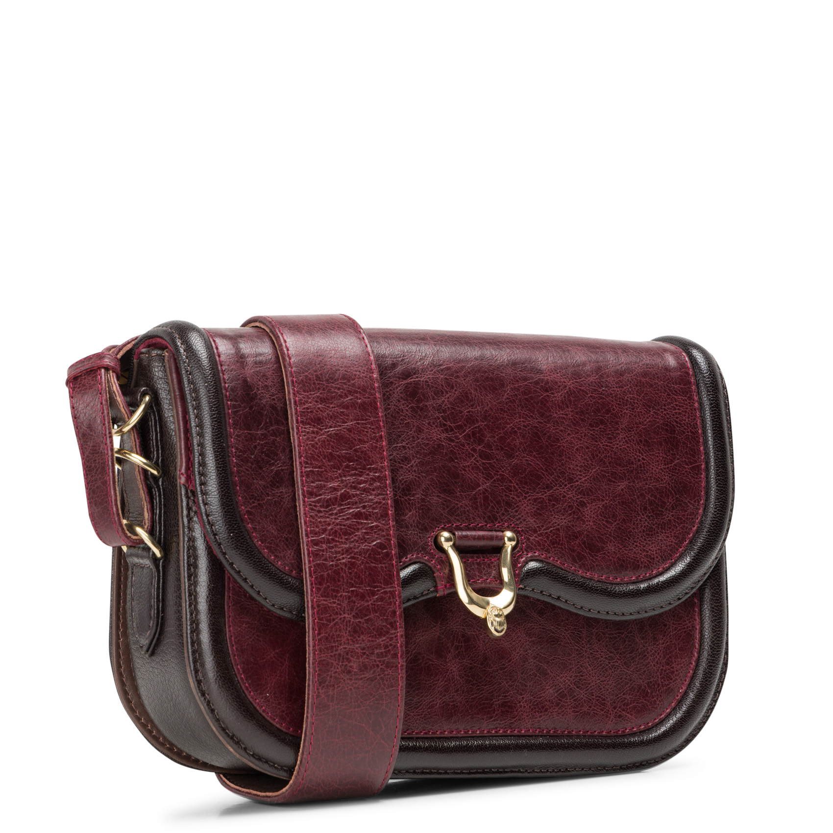 Sac bandoulière en cuir mélangé CLARIS VIROT Rouge