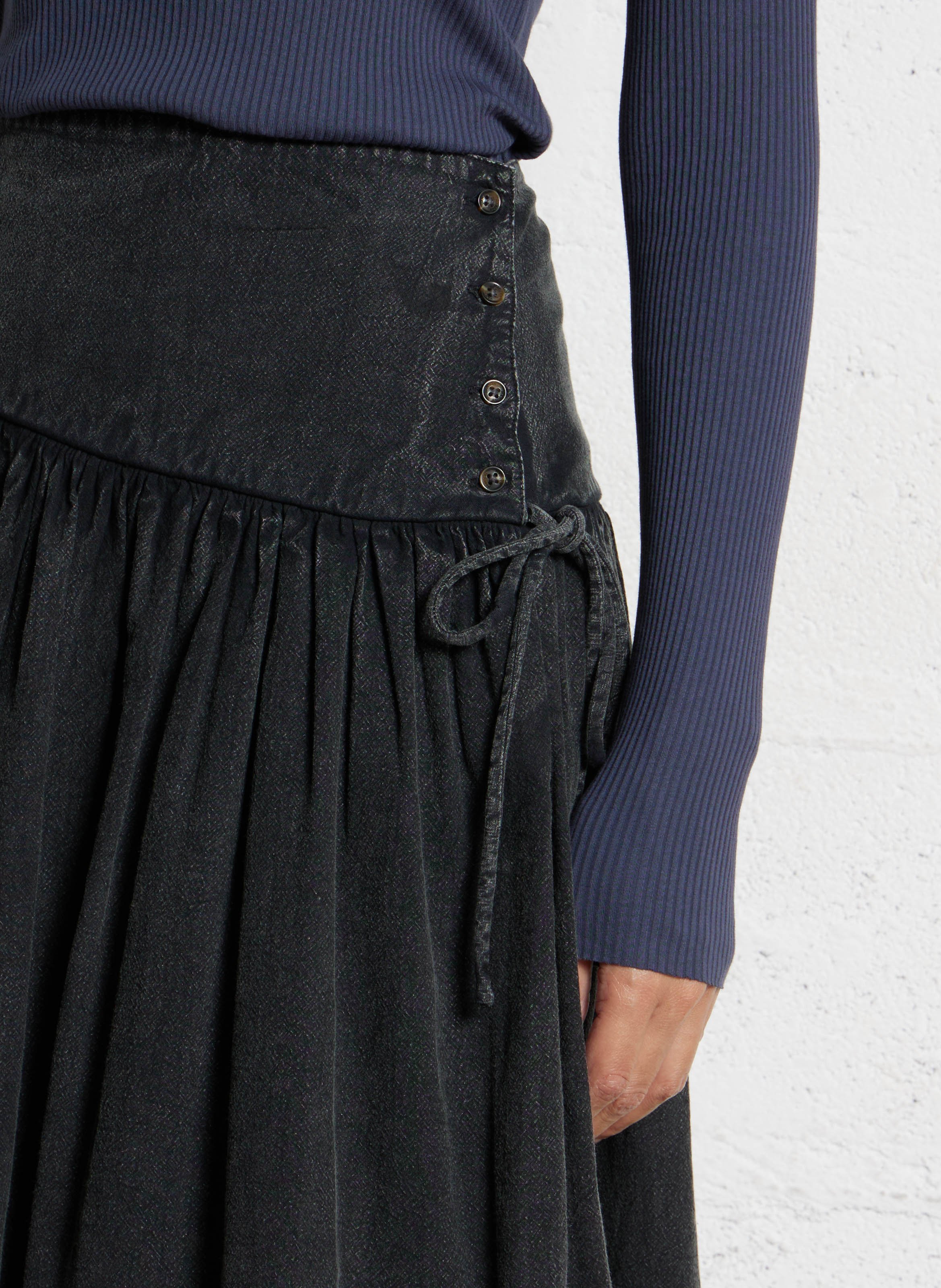 Halflange, katoenen rok DAMSON MADDER Zwart