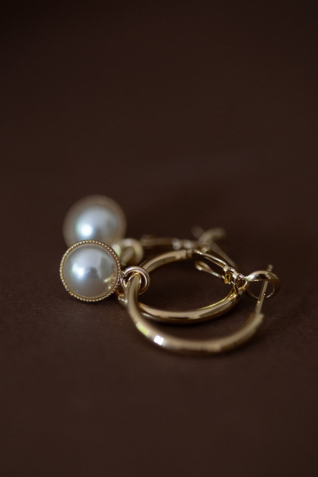 Mini silver-plated pearl hoop earrings MONSIEUR SIMONE Golden